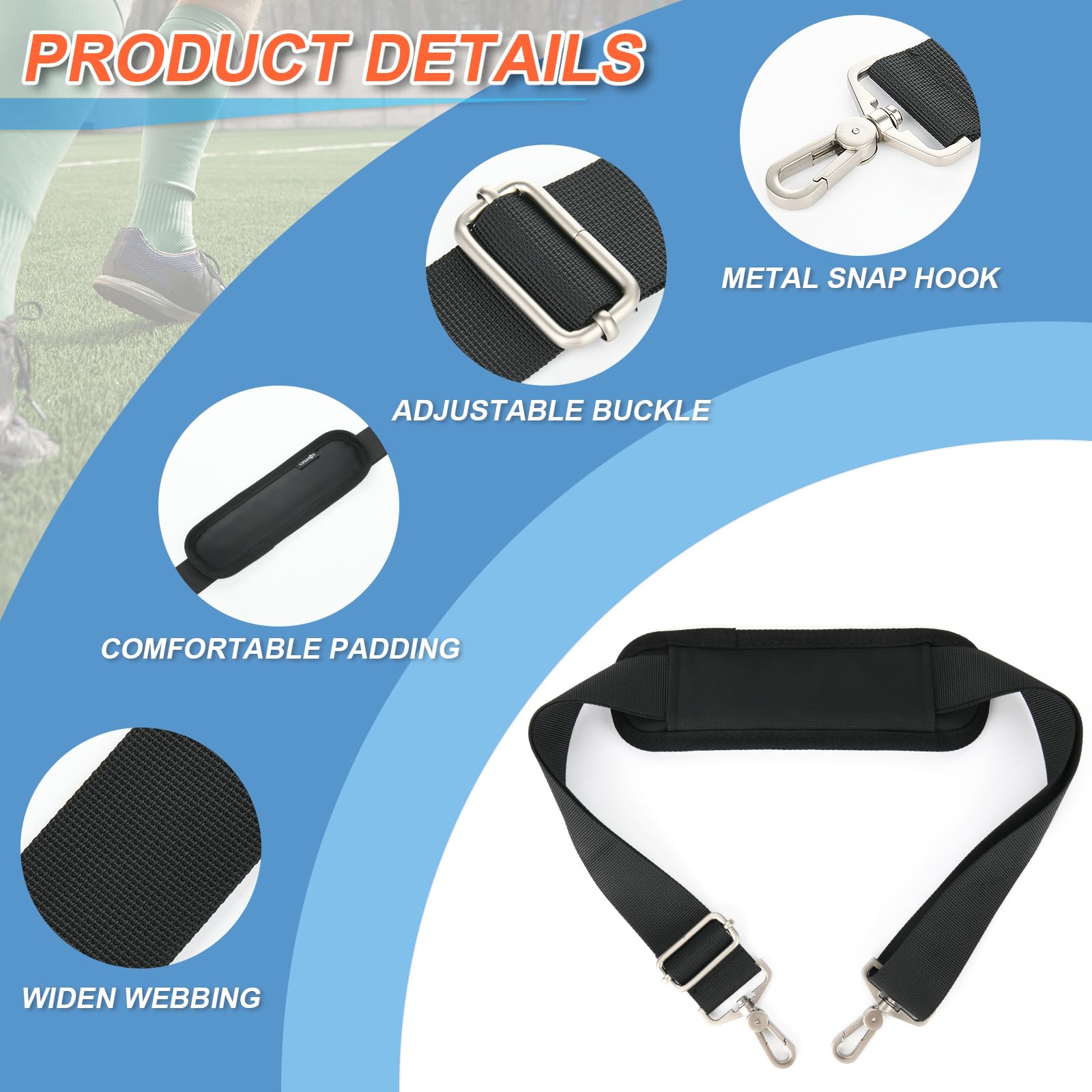 Universal Adjustable Shoulder Strap for Travel Bags, Duffel Bags, Briefcases & Laptop Bags - Replacement Crossbody Strap Fits 38
