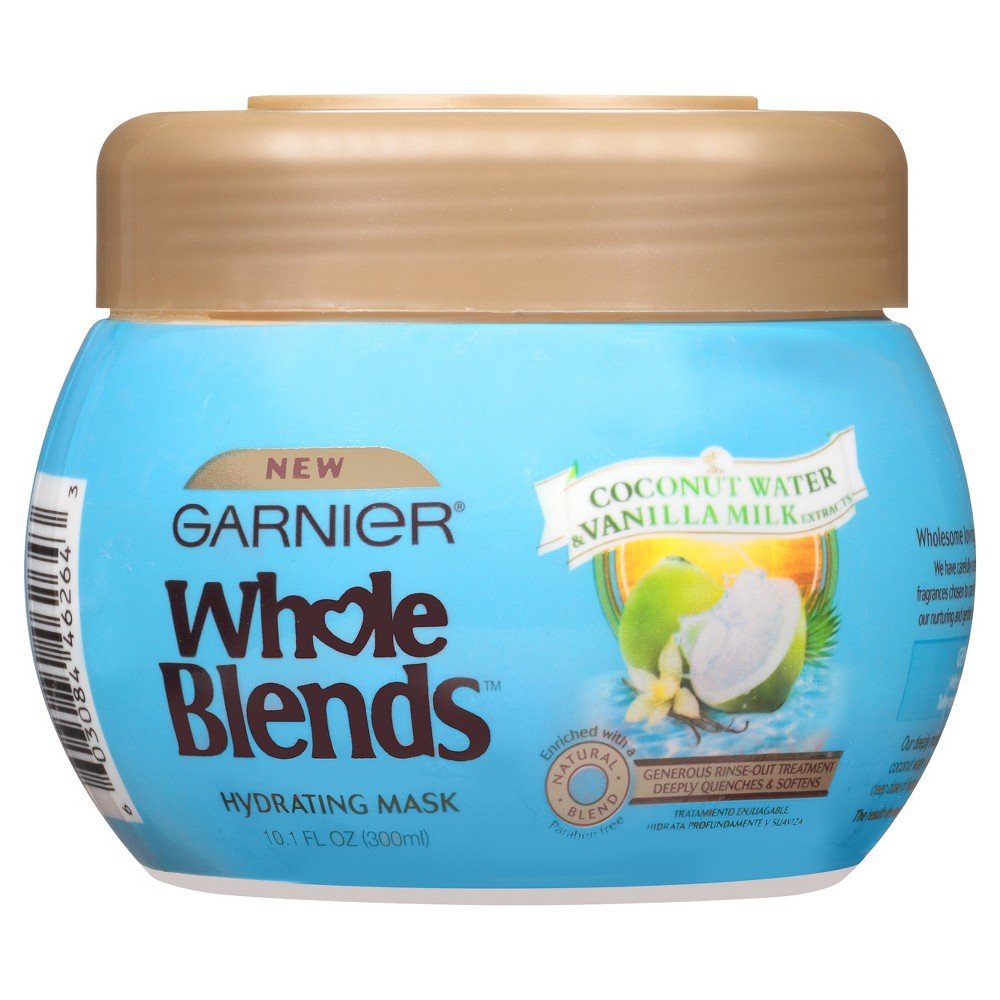 Garnier Whole Blends Hydrating Hair Mask for Dry Hair with Coconut Water & Vanilla Milk Extracts - 10.1 Oz (1 Count) | Deep Conditioning Treatment for Damaged Hair | At-Home Salon Quality Hair Care for Soft, Smooth & Nourished Locks