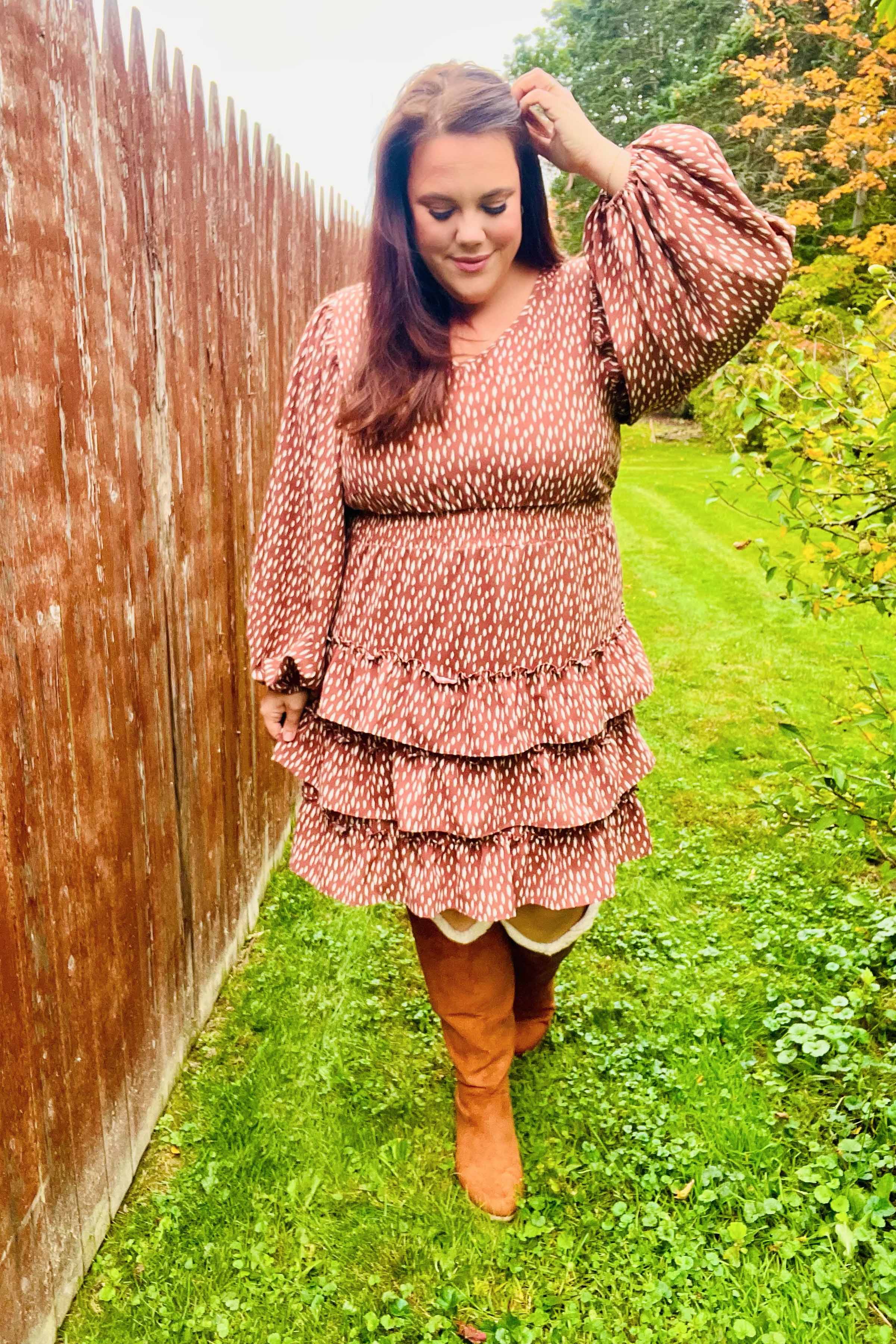 Stylish Terracotta Leopard Print Ruffle Tiered Dress for Women | Boho Chic Summer Dress for Beach Vacation, Date Night & Casual Outings