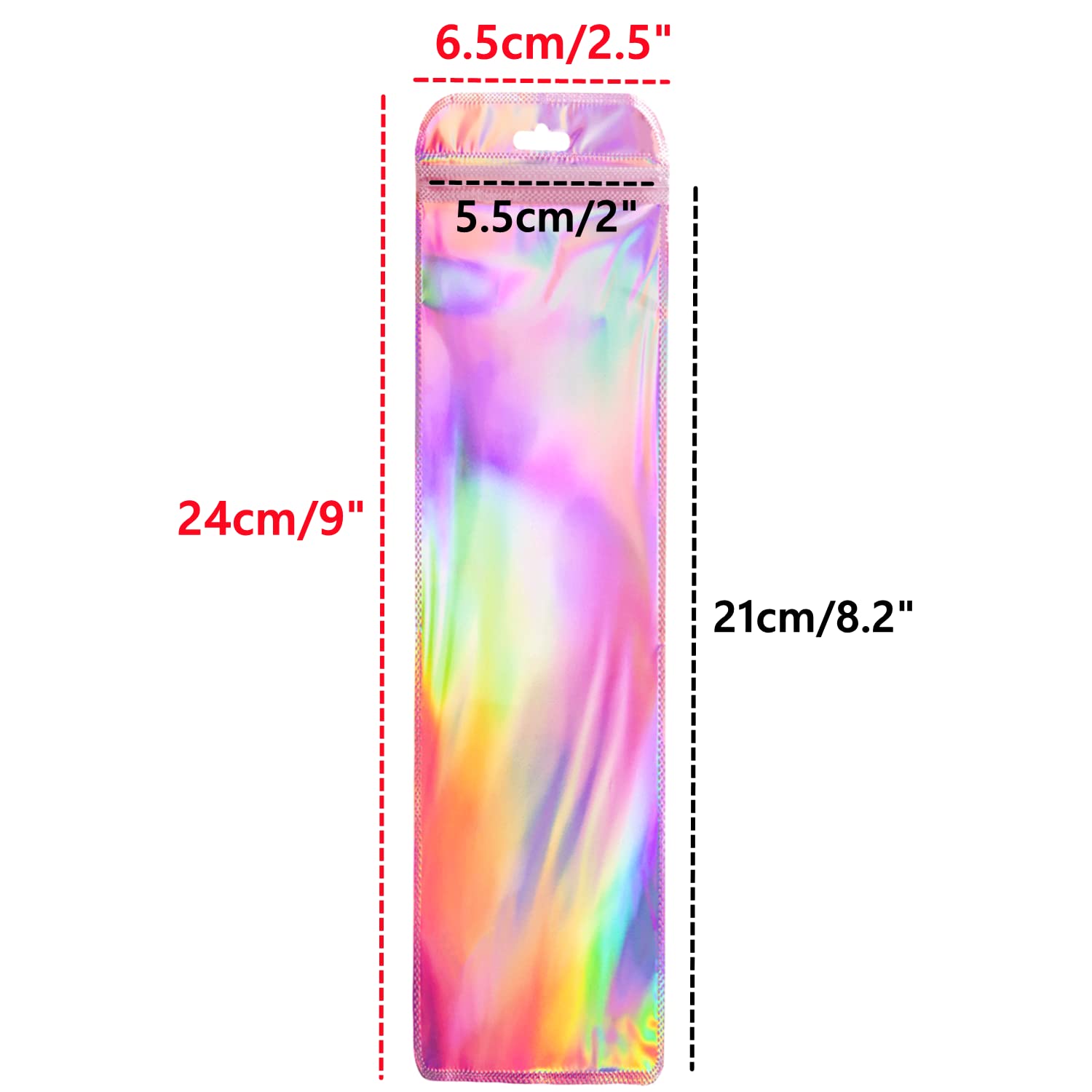 100 Pack Holographic Resealable Ziplock Bags 2.5x9