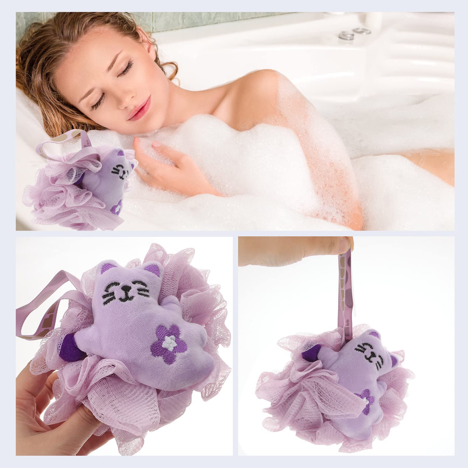 EXCLUZO 2-Pack Soft Bath Sponge - Cartoon Exfoliating Shower Loofah for Women, Men & Kids - Gentle Body Brush & Wash Sponge for Smooth Skin - Perfect for Daily Shower & Spa Relaxation