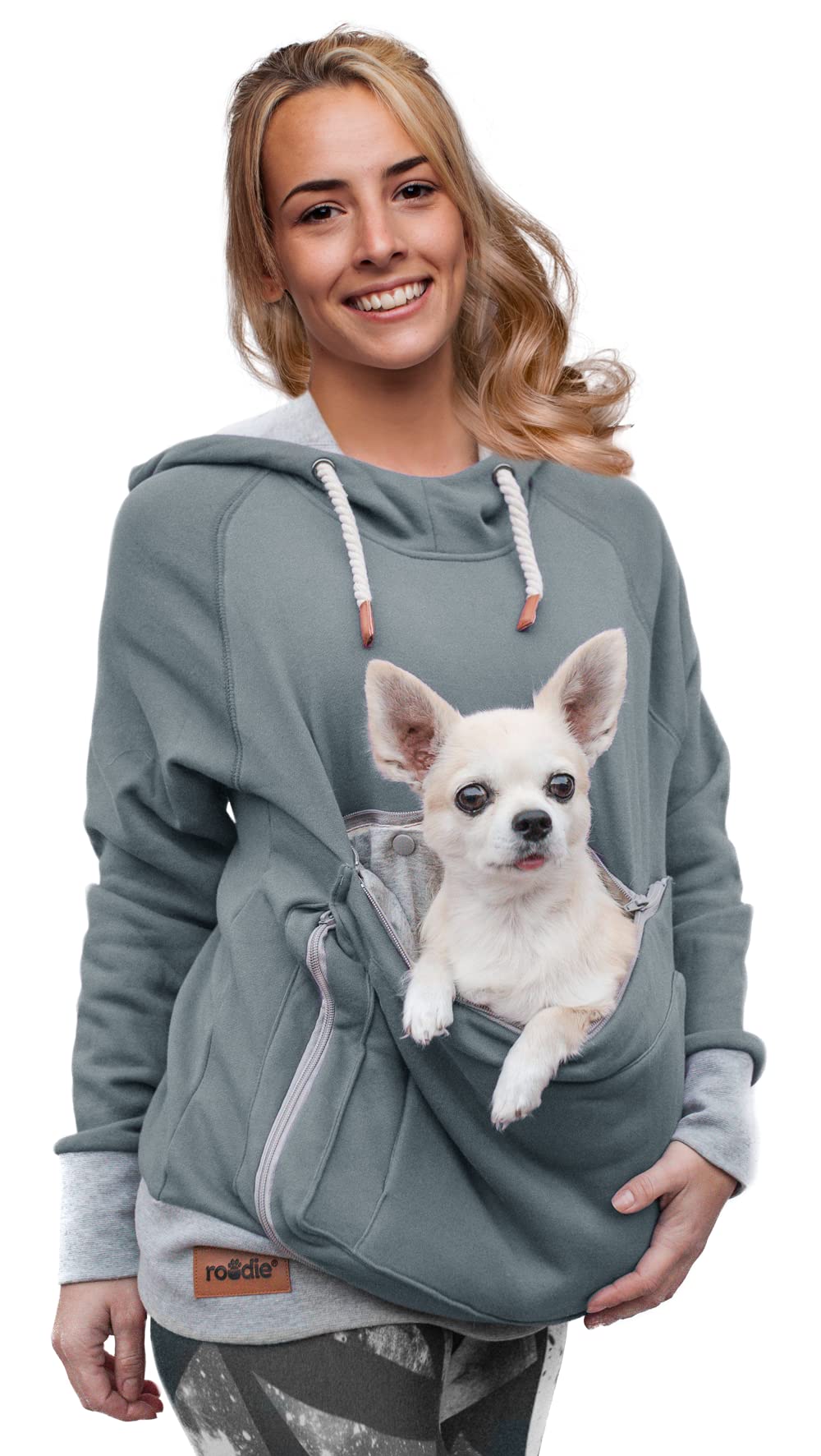Small Pet Carrier Hoodie - Kangaroo Pouch Sweatshirt for Dogs & Cats | Women's Fit No-Ears Design | Perfect for Outdoor Walks, Travel & Bonding Time
