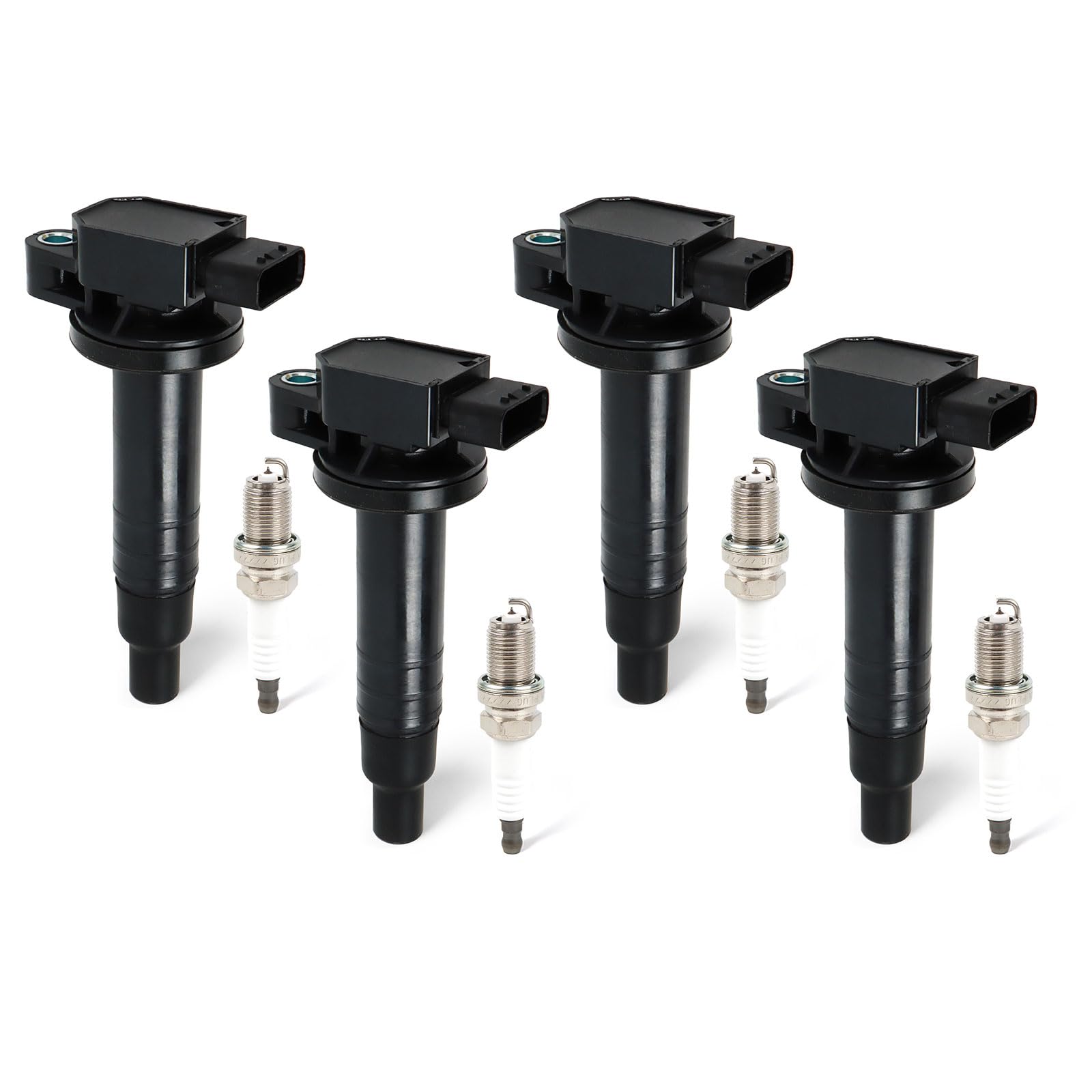 4PCS UF-316 Ignition Coils & BKR5EGP Iridium Spark Plugs Set - Compatible with Toyota Echo, Prius, Yaris, Scion xB 1.5L L4 Engine - Replaces #C1304, 5C1293, E346 - Improve Engine Performance & Fuel Efficiency