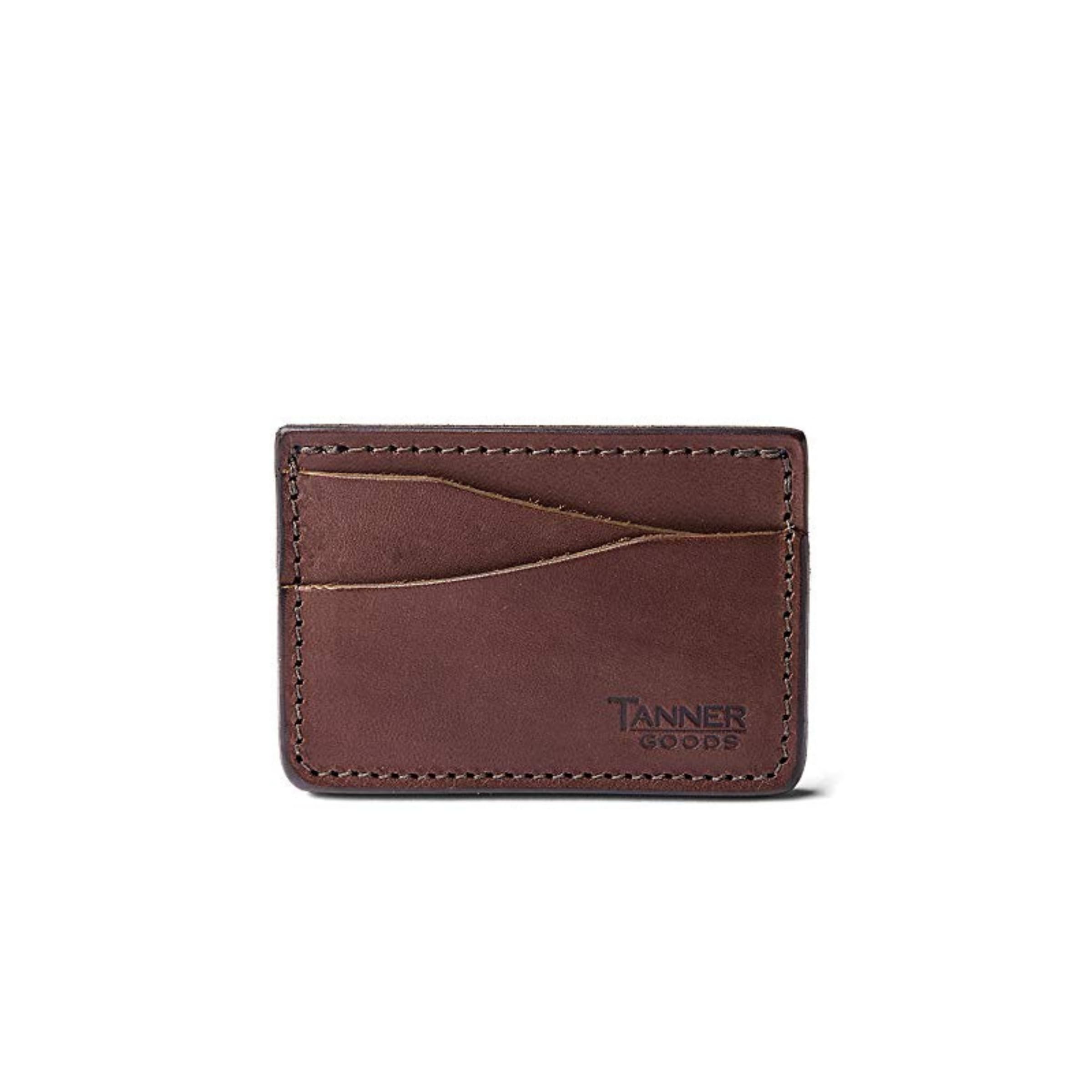TANNER GOODS Men's Leather Wallet - Slim Front Pocket 4 Card Holder, Journeyman Series in Cognac Brown | Perfect for Everyday Carry, Travel & Minimalist Lifestyle