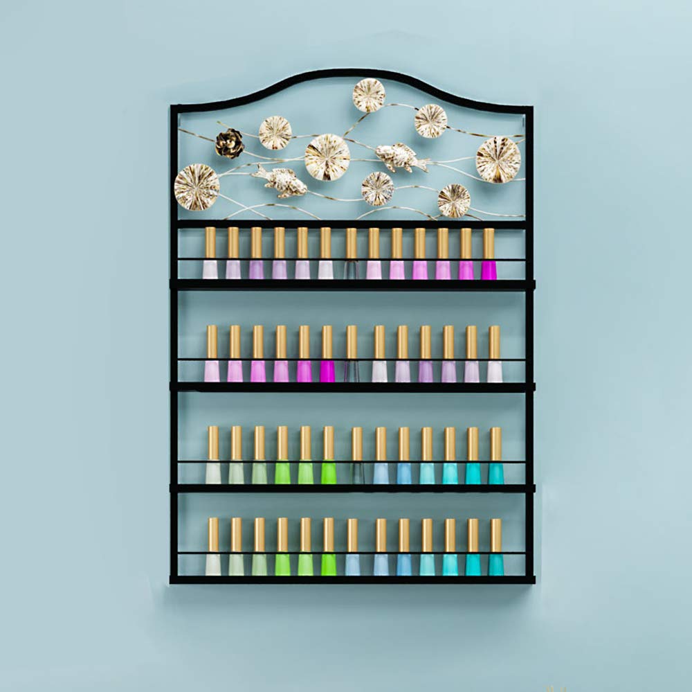 4-Tier Metal Wall Mount Nail Polish Organizer - Lipstick & Perfume Display Rack for Salon & Retail Store - Space Saving Cosmetic Storage Solution for Home, Salon and Shop Organization