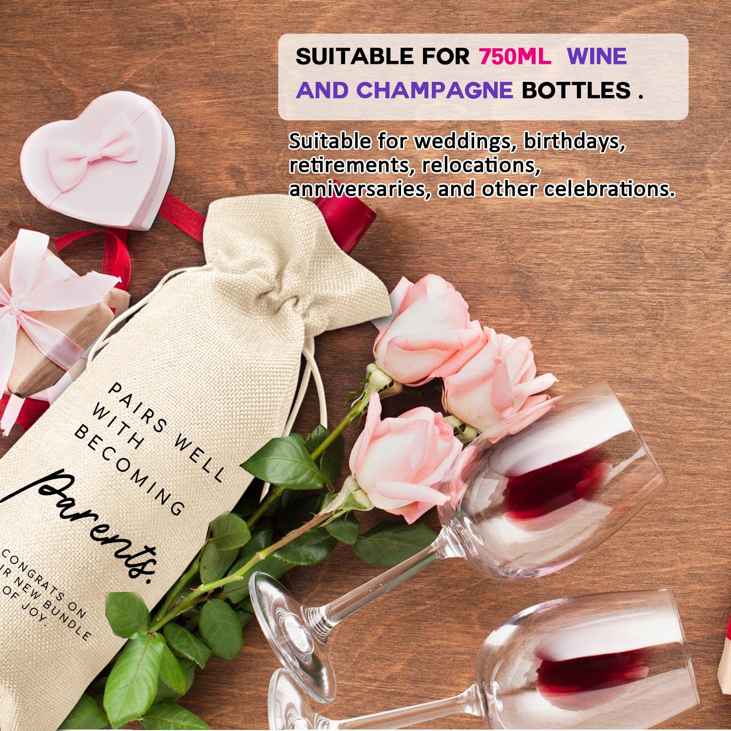 LANBAIHE Funny Pregnancy Announcement Wine Bag - Perfect Baby Shower Gift for New Parents - Ideal for Gender Reveals & Celebrations