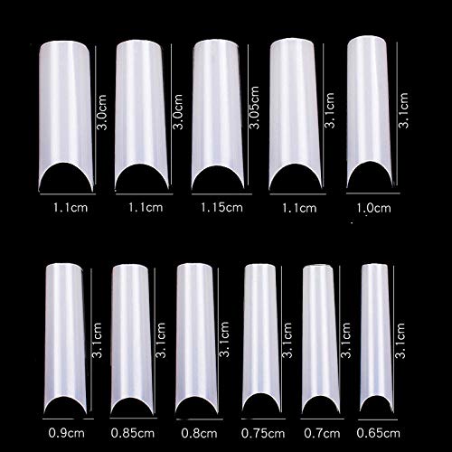 500pcs Extra Long Straight Square False Nails - C Curve Half Cover French Tips for Acrylic & Gel Nail Art - Salon Quality UV Fake Nails (Natural Look) - Perfect for Parties, Weddings & Special Occasions