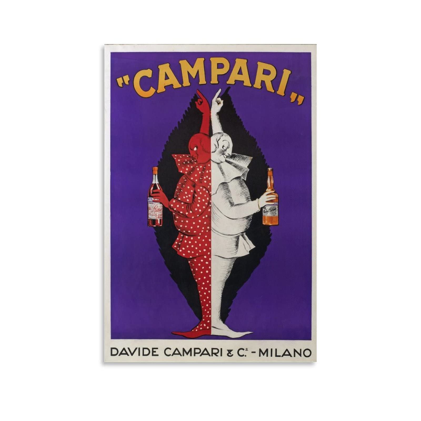Vintage Campari Advertising Posters Canvas Wall Art - 20x30 Inch (50x75cm) Unframed Retro Bar Decor for Living Room, Bedroom & Man Cave - Perfect for Home, Office & Restaurant Decorations