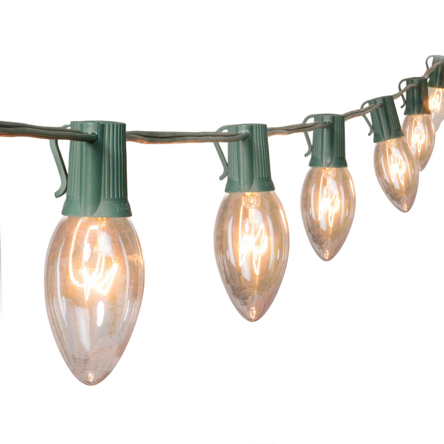 C9 Christmas String Lights Outdoor - 25FT Green Wire LED Holiday Lights for Christmas Tree, Roofline & Patio Decor - Waterproof & Energy Efficient for Year-Round Outdoor Use (Perfect for Holiday Parties, Garden & Backyard Lighting)