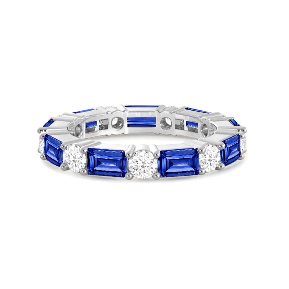 Timeless Lab-Grown Sapphire & Diamond Eternity Wedding Band - Perfect for Anniversaries, Engagements & Special Occasions