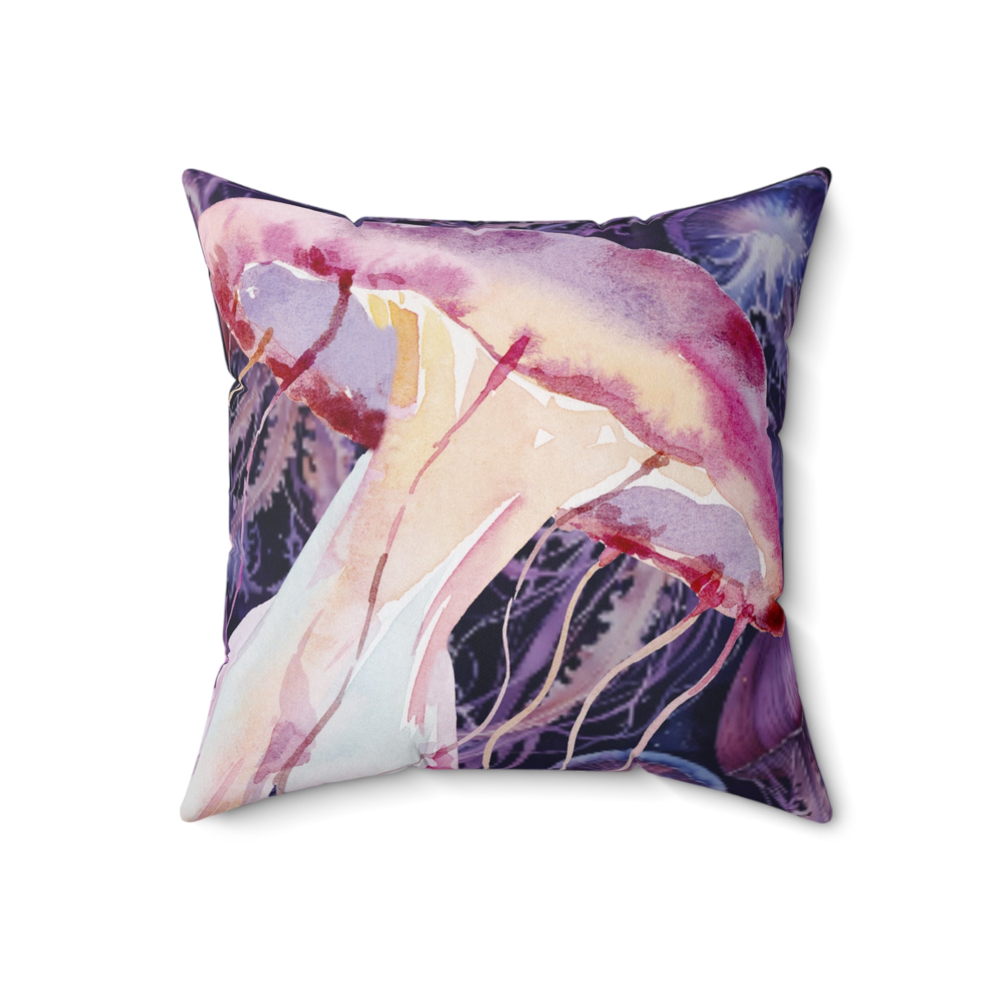 Stylish Plum Jellyfish Throw Pillow for Coastal Home Decor - Perfect for Beach House, Nursery & Boho Living Room Accents