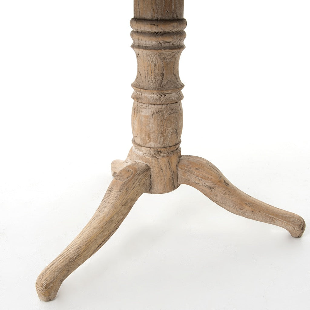 Round Whitewashed Occasional Table - Stylish Side Table for Living Room, Bedroom, or Patio Decor