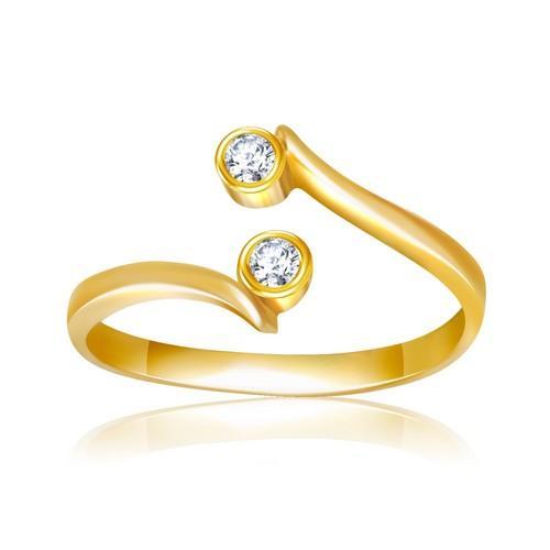 14K Yellow Gold Cubic Zirconia Accented Curve Ended Toe Ring - Elegant Foot Jewelry for Summer Sandals & Beach Vacations