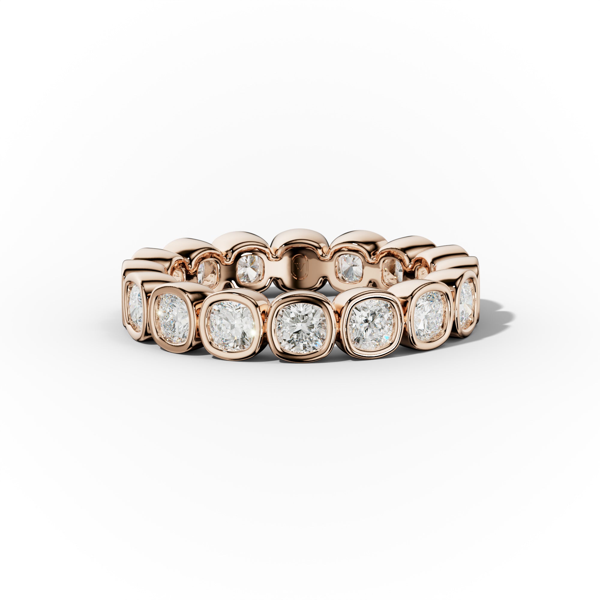 2.0 Carat Bezel Set Cushion Cut Diamond Eternity Band - Elegant Wedding Ring for Women, Perfect for Anniversaries & Special Occasions