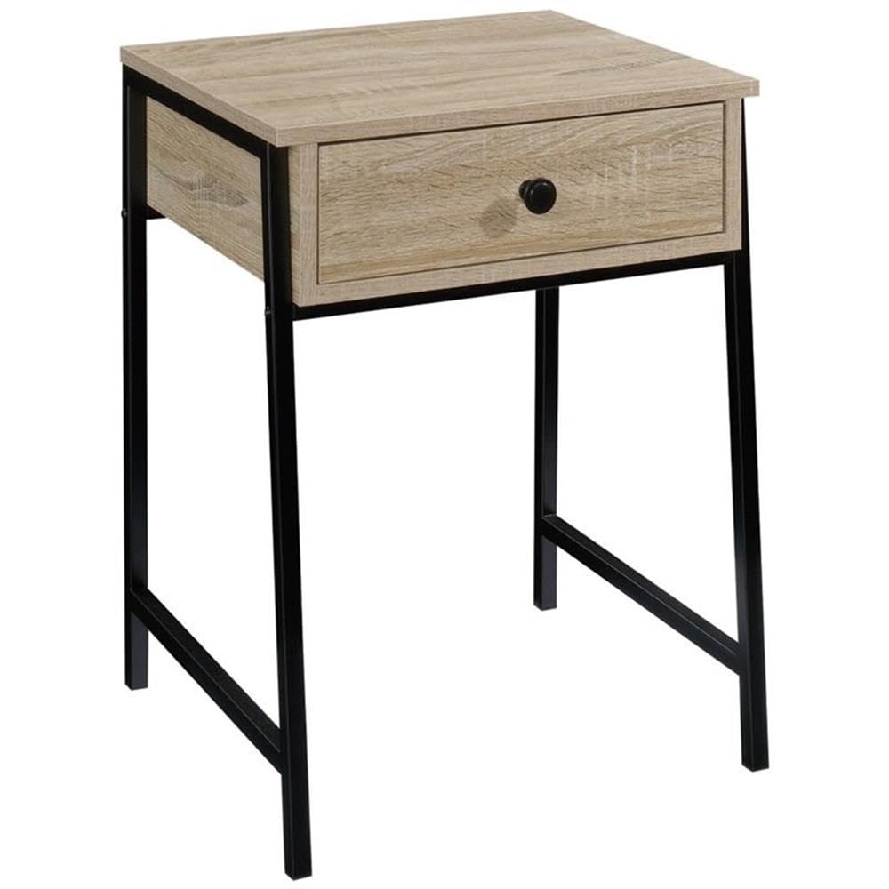 Pemberly Row Mid-Century Modern 1-Drawer Wooden Nightstand in Charter Oak - Solid Wood Bedside Table for Bedroom, Living Room & Guest Room