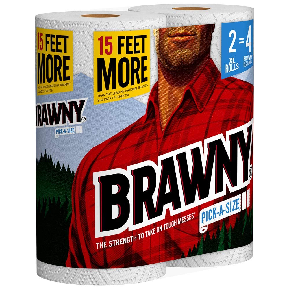 Brawny Paper Towels - 2 XL Rolls (2=4 Regular Rolls) | Pick-a-Size | Ultra Absorbent & Strong | Perfect for Kitchen Cleaning, Spills & Household Use