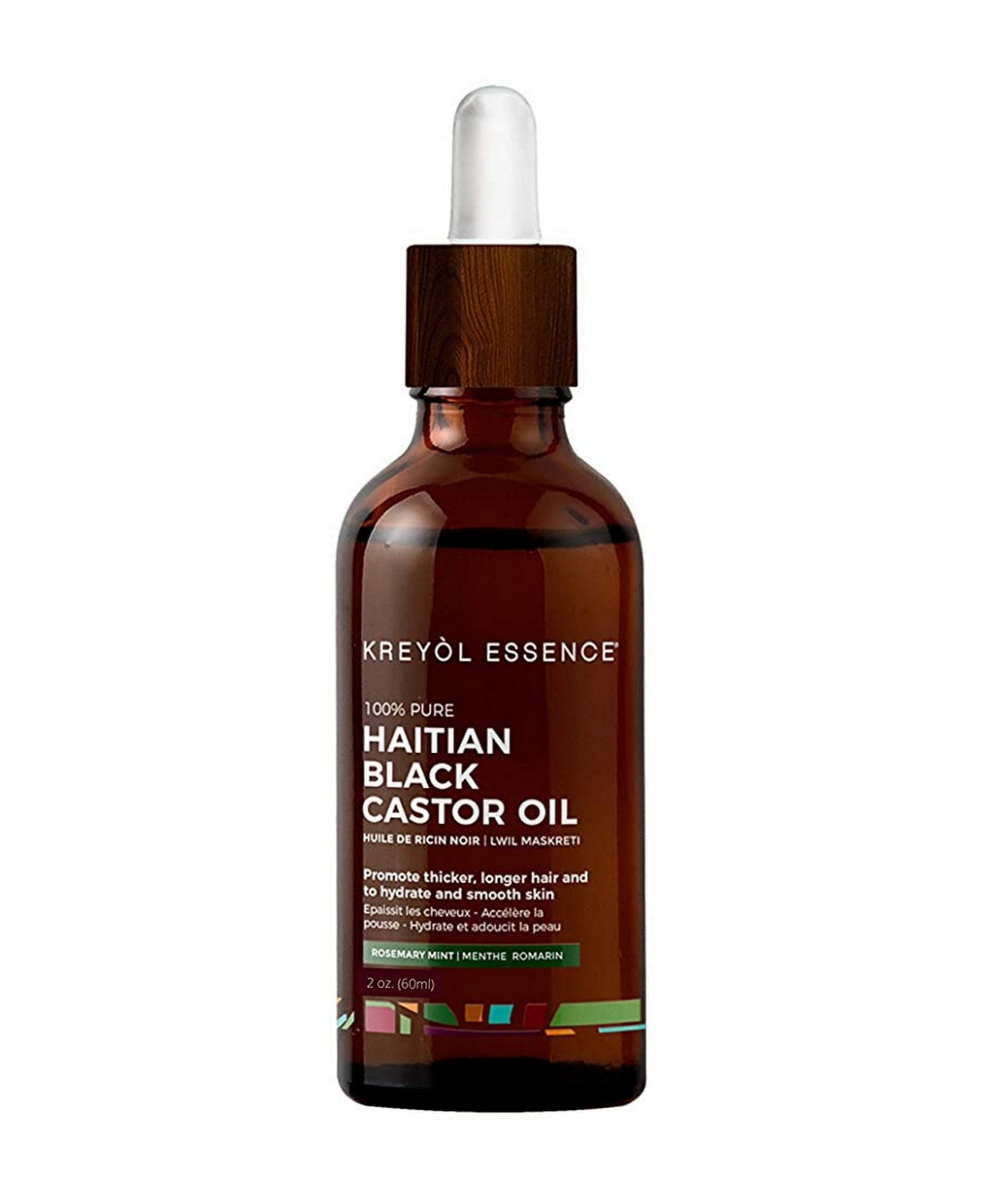 Kreyol Essence Haitian Black Castor Oil for Skin & Hair Growth - Rosemary Mint Scented Natural Hair Oil (2 oz) - Perfect for Deep Conditioning, Scalp Massage & Natural Hair Care