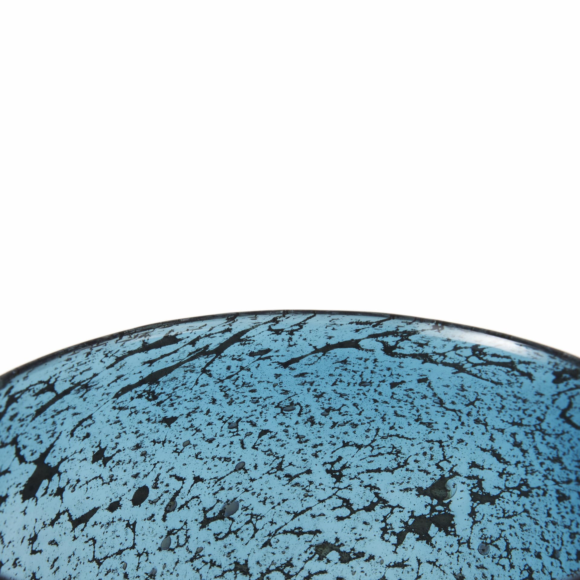 Mercana Caspian Tall Blue Vase with Antiqued Brass Finish - Elegant Home Decor for Living Room, Dining Table, or Office Centerpiece