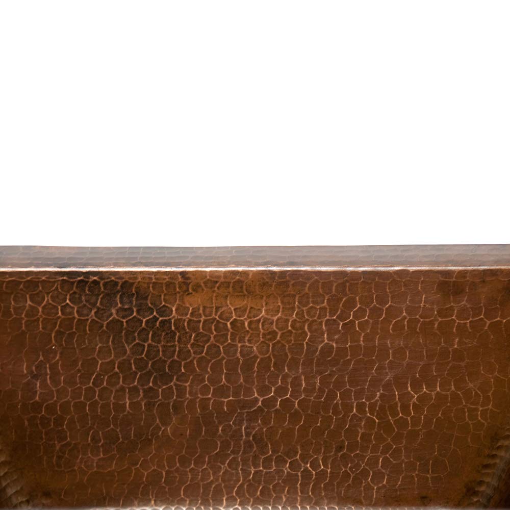 Premier Copper Products BRECDB3 17-Inch Rectangle Copper Sink with 3.5-Inch Drain Size, Oil Rubbed Bronze Finish - Perfect for Farmhouse, Rustic & Modern Kitchen Decor