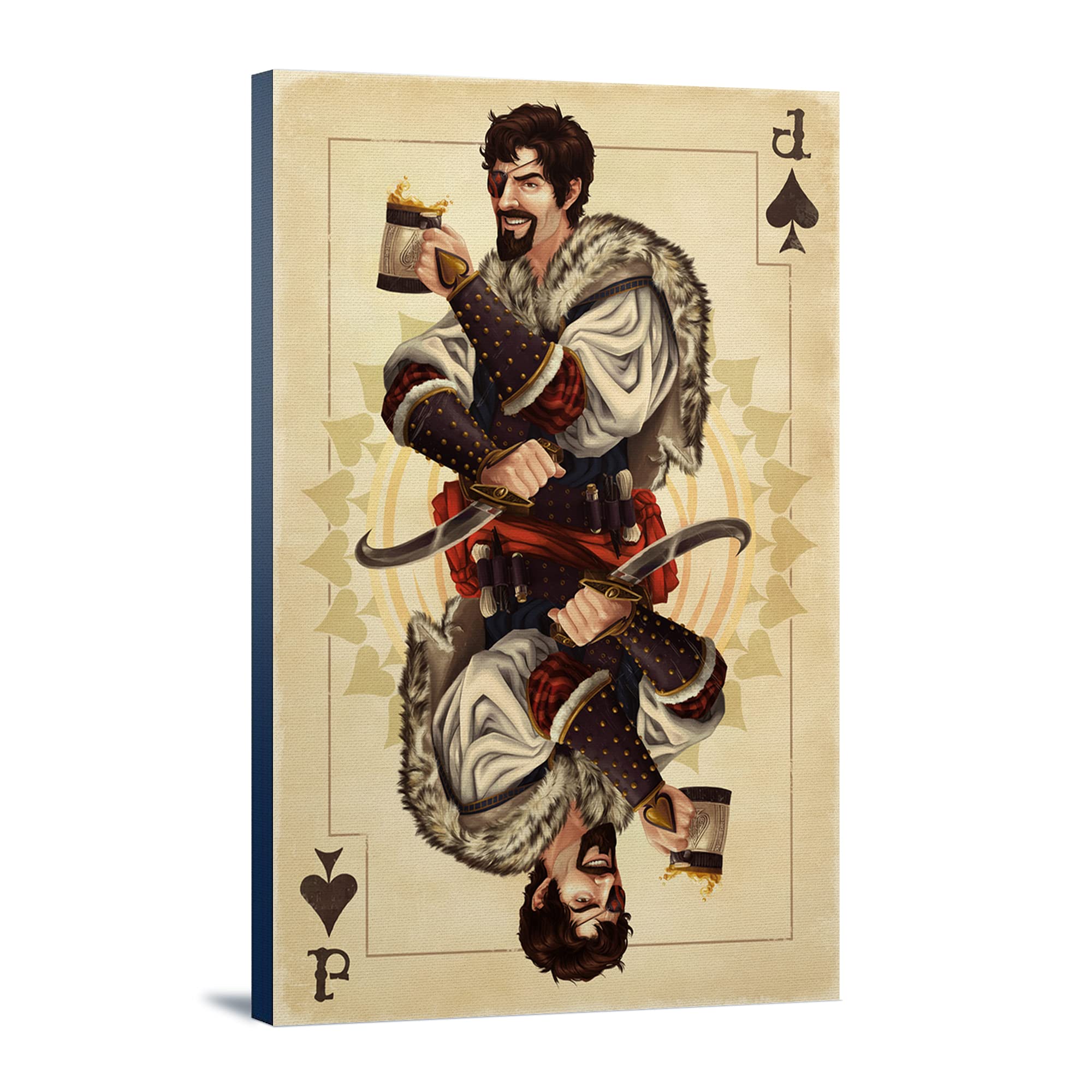 Lantern Press Jack of Spades Playing Card Art Print - 16x24 Wrapped Canvas Wall Decor for Game Room, Poker Night & Vintage Home Decor