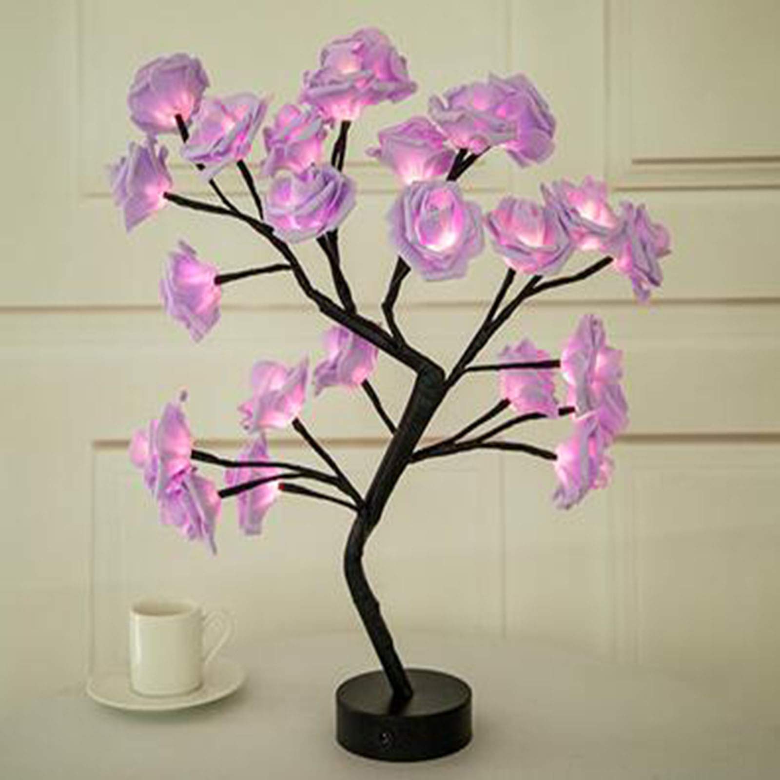 LED Rose Lamp - Romantic Flower Tree Night Light for Valentine's Day, Birthday & Anniversary Gifts for Women, Girls, Wife - Purple Rose Table Decor for Bedroom, Living Room, Wedding Proposal