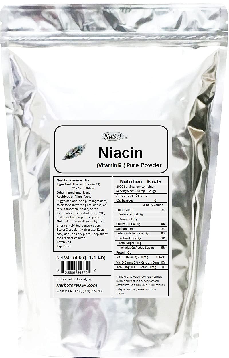 Pure Niacin (Vitamin B3) Powder 1000g (2.2 lb) - High Potency Supplement for Energy, Skin & Heart Health - Perfect for Smoothies, Baking & DIY Skincare