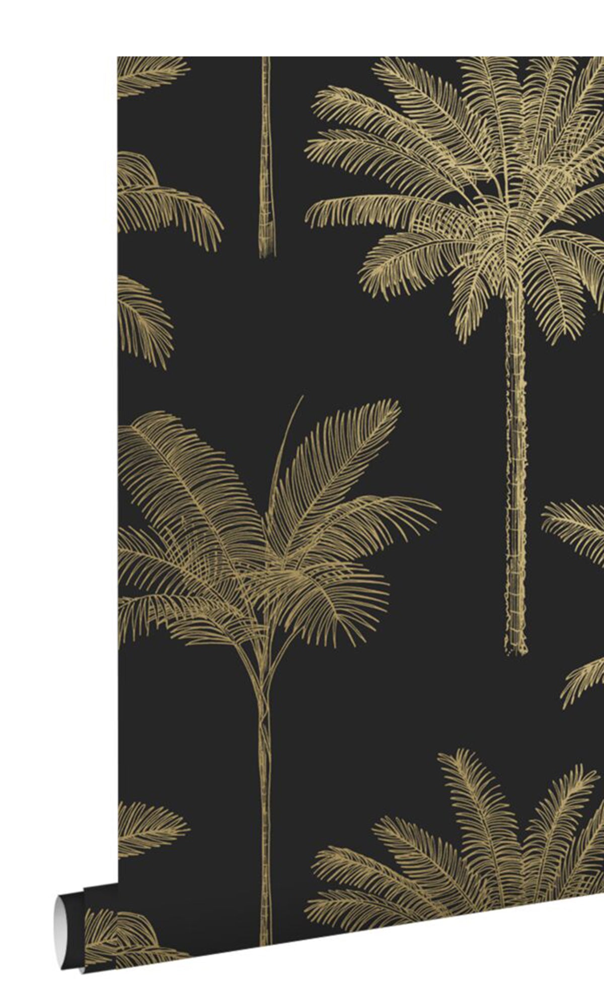 Black and Gold Palm Trees Wallpaper R9385 - Tropical Peel and Stick Wall Mural for Bedroom, Living Room, or Office Decor