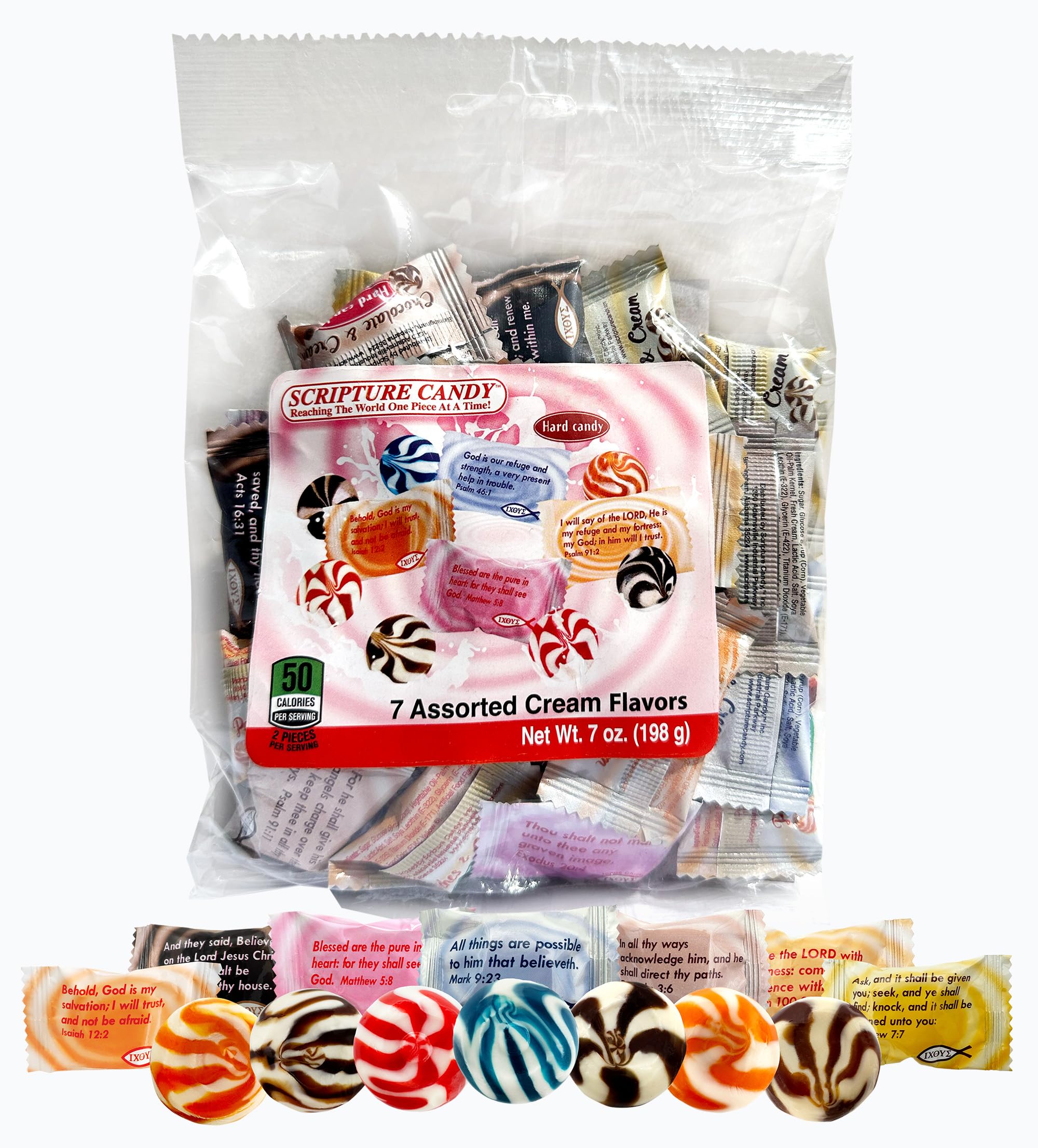 Scripture Candy - Assorted Cream Flavored Hard Candies (30 Count) - Perfect for Bible Study, Church Events & Christian Gift Giving