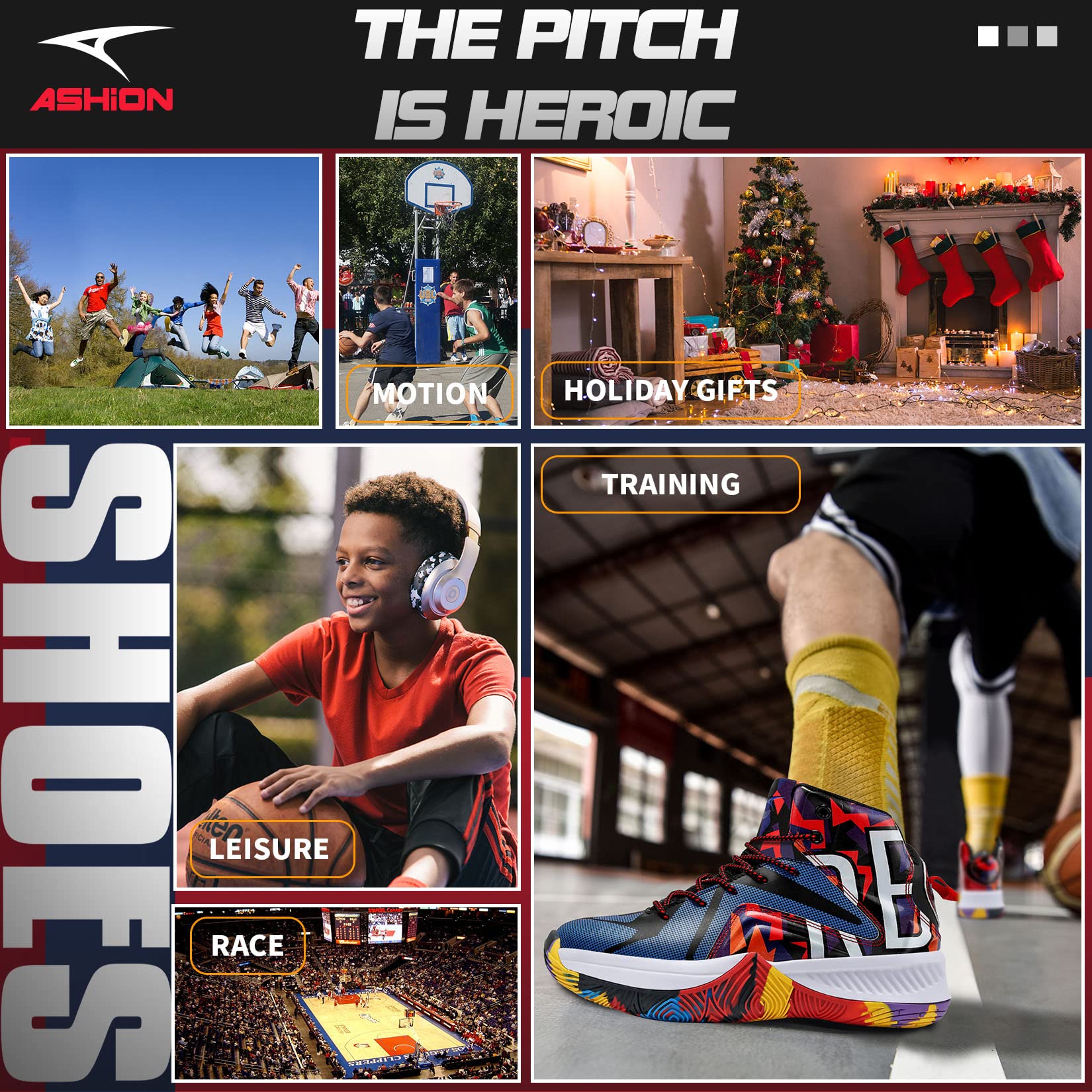 ASHION Kids Basketball Shoes for Boys & Girls - High-Top Non-Slip Sneakers for Sports & Play (Toddler/Little Kid/Big Kid) - Perfect for Basketball, Running & School Activities