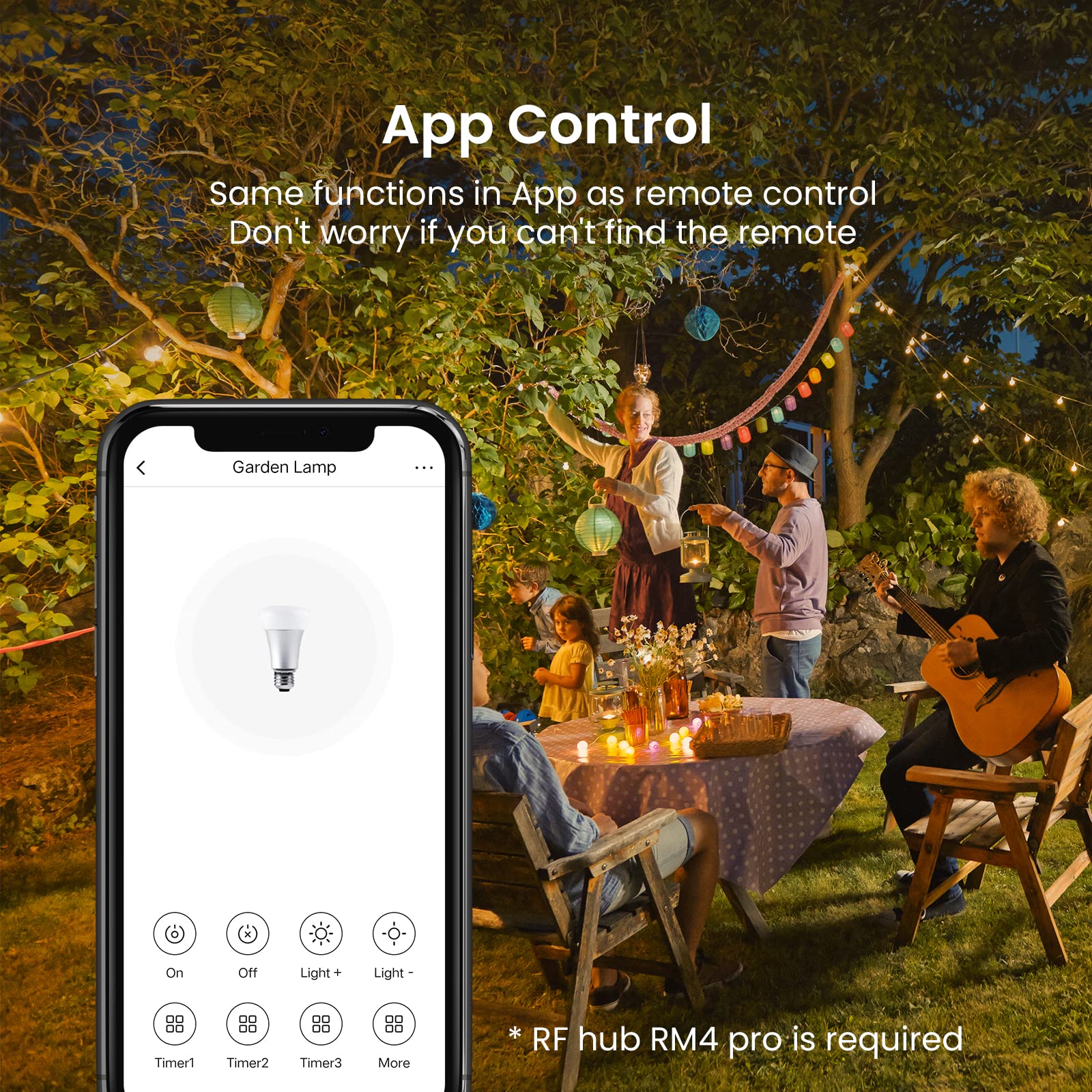 BestCon Outdoor LED Strip Light Dimmer with RF Remote Control, 240W Max Power, Waterproof, Timer Function - Compatible with Broadlink for Patio, Garden & Landscape Lighting