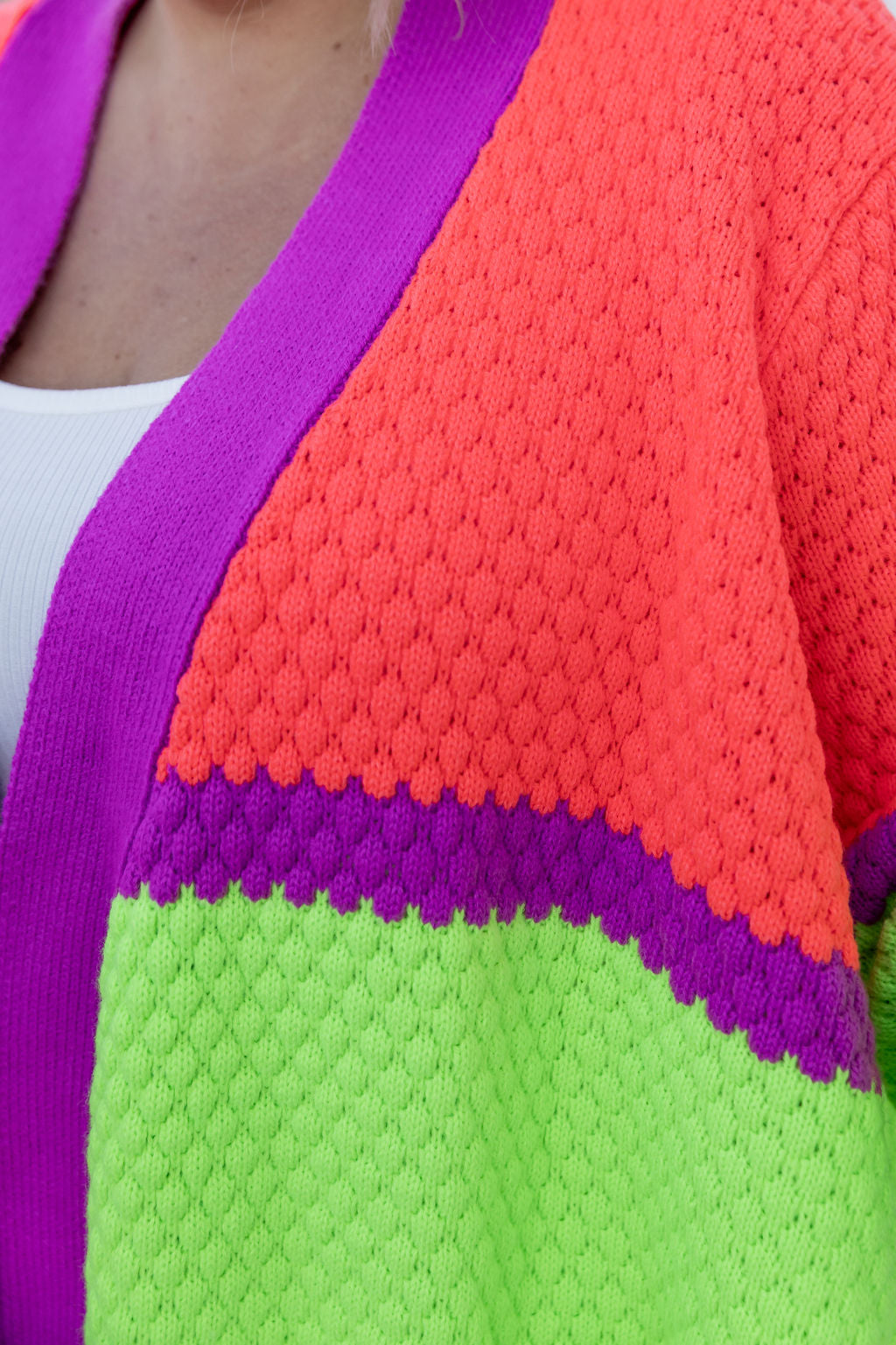 Stylish Marbelle Knit Cardigan in Fluro Mix - Perfect for Casual Outfits, Office Wear & Cozy Evenings