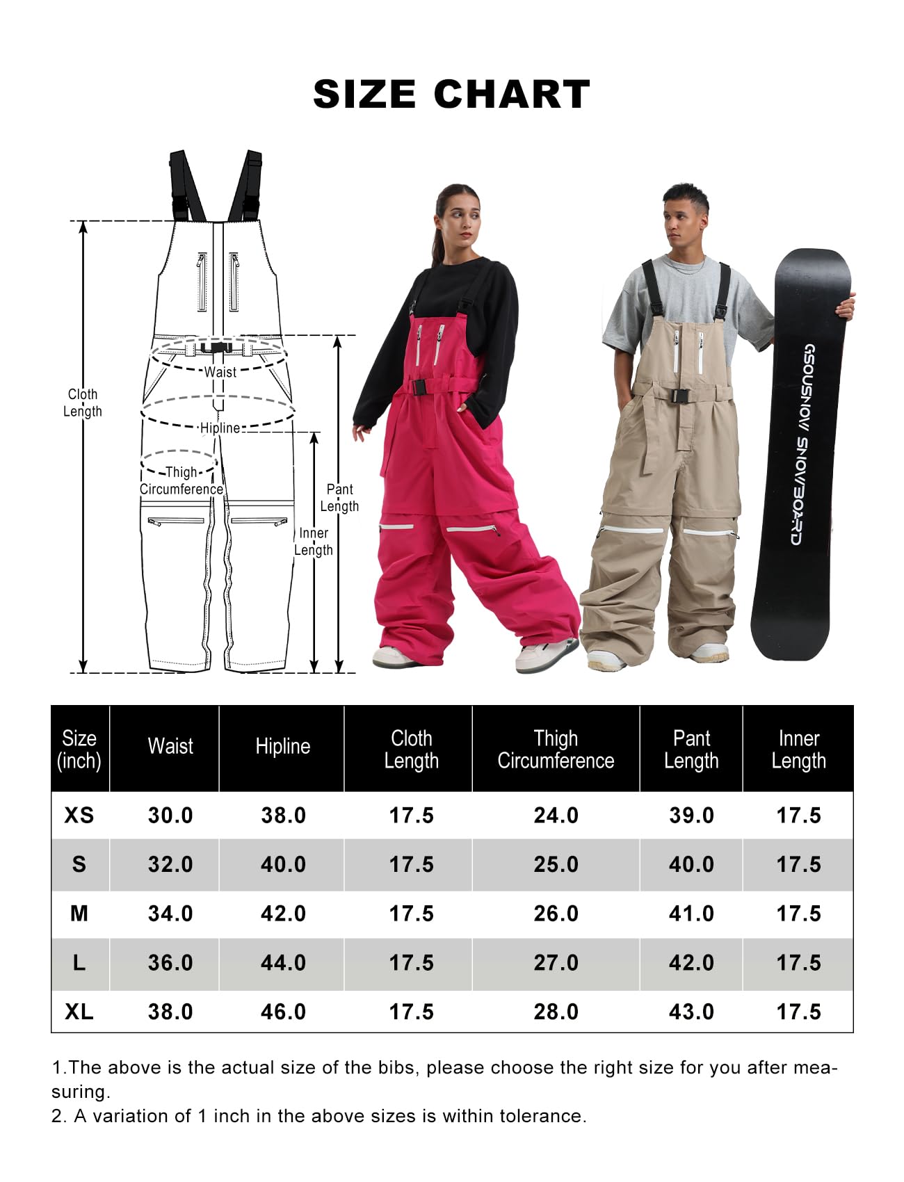 **Unisex Waterproof Windproof Insulated Snowboard Bib Overalls - Loose Fit Ski Pants for Men & Women - Perfect for Winter Sports & Snowboarding**