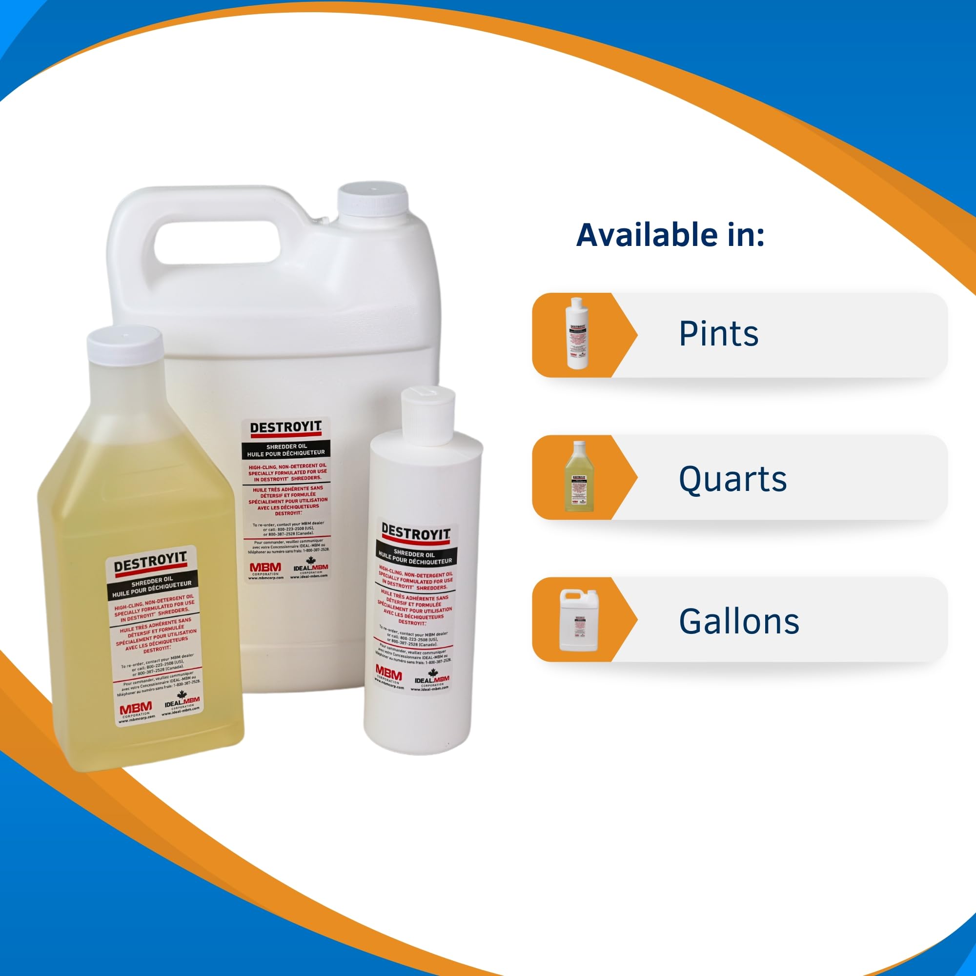 MBM Destroyit 8 Pints of High-Performance Paper Shredder Lubricant (8 x 1 Pint Bottles) - CED21/8 | Extends Shredder Life & Prevents Jams for Office, Home & Commercial Use