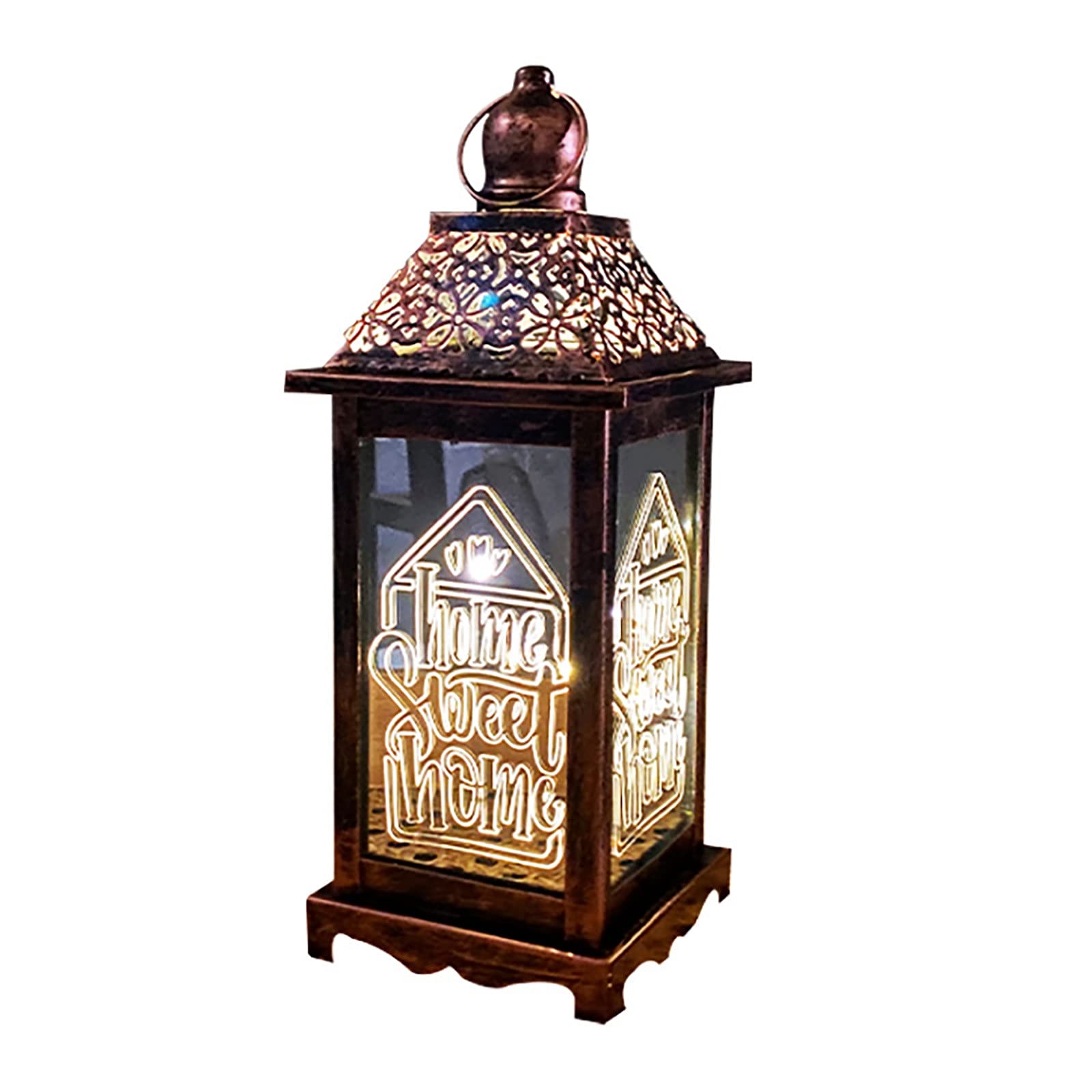 Vintage LED Iron Wind Lantern - Retro Home Decor Night Light for Bedroom, Patio, Garden & Outdoor Ambiance