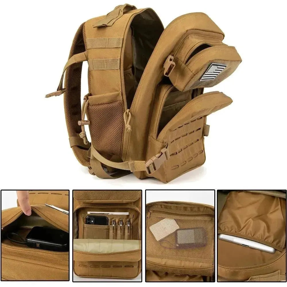 25L Tactical Backpack for Hiking, Camping & Outdoor Adventures - Waterproof Durable Rucksack for Men & Women - Perfect for Travel, Military Use & Daily Commute