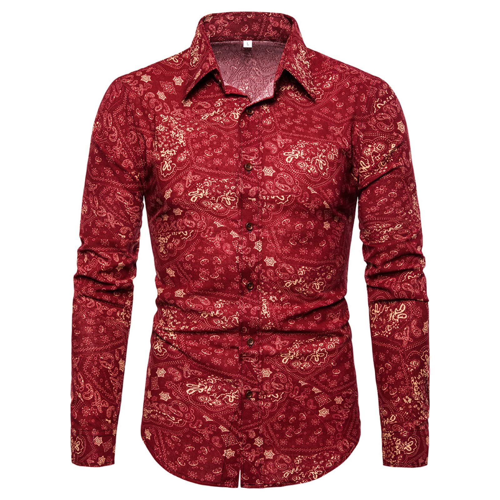 Men's Slim Fit Floral Long Sleeve Dress Shirts - Casual & Business Formal Wear for Office, Dating & Special Occasions