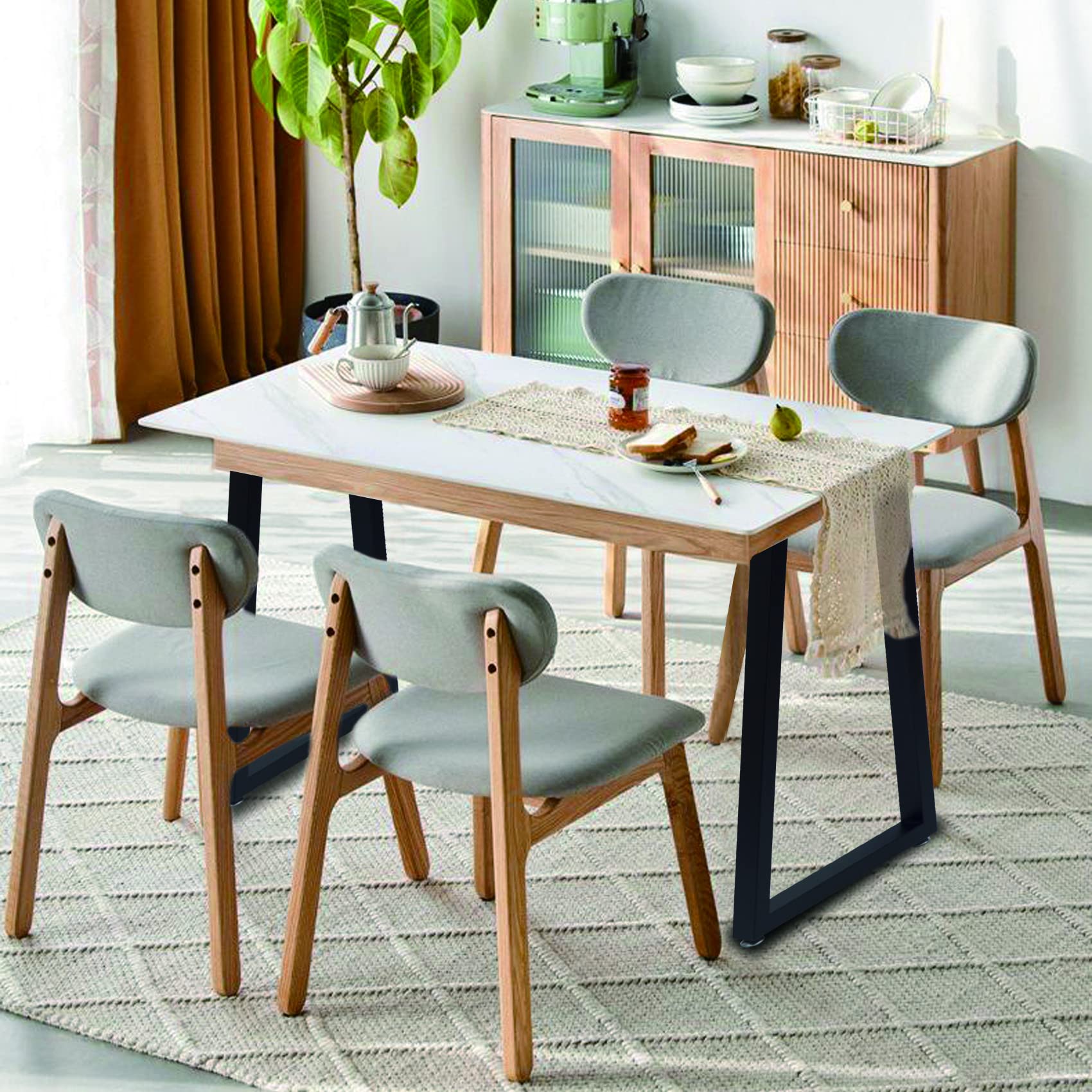 28 Inch Metal Table Legs with Adjustable Feet Pads - Heavy Duty Trapezoid Design for Dining Tables, Desks & Workbenches | Perfect for Home Office, Kitchen & DIY Furniture Projects