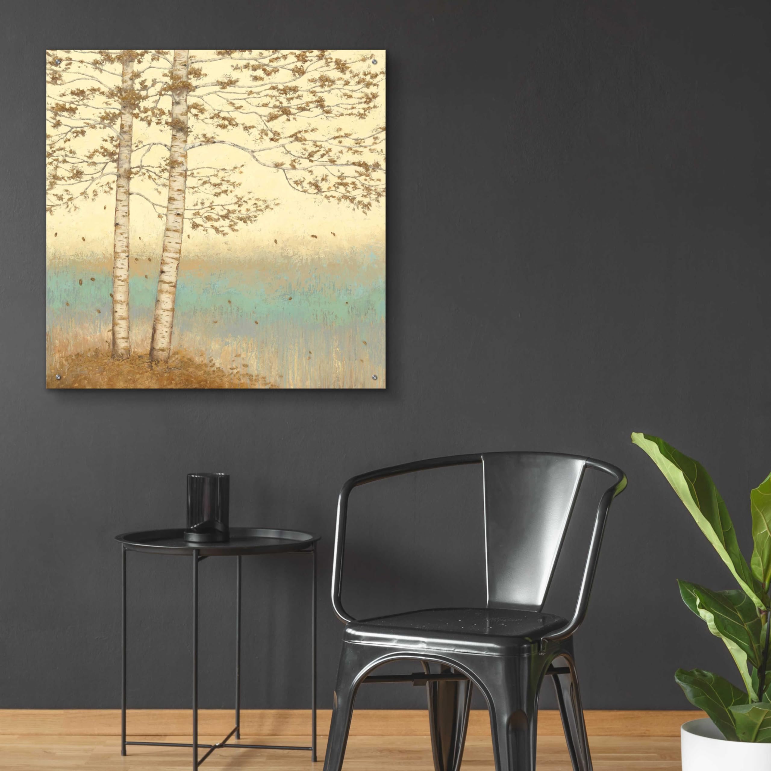 Golden Birch I Acrylic Glass Wall Art by James Wiens - 36x36 Inches Modern Home Decor for Living Room, Bedroom & Office