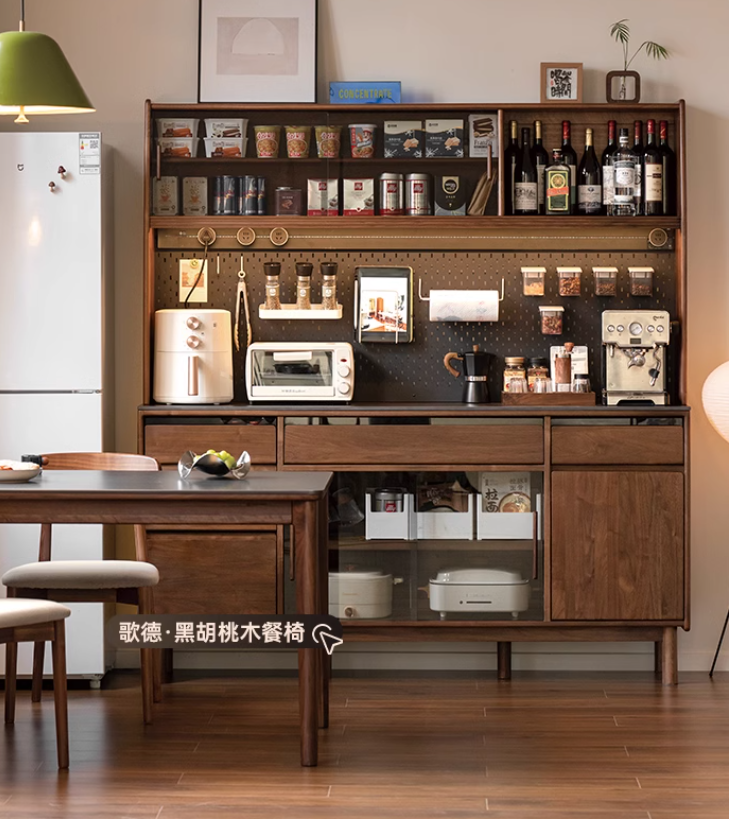 Premium Black Walnut Solid Wood Sideboard - Modern Luxury Buffet Cabinet for Dining Room, Living Room & Entryway Storage