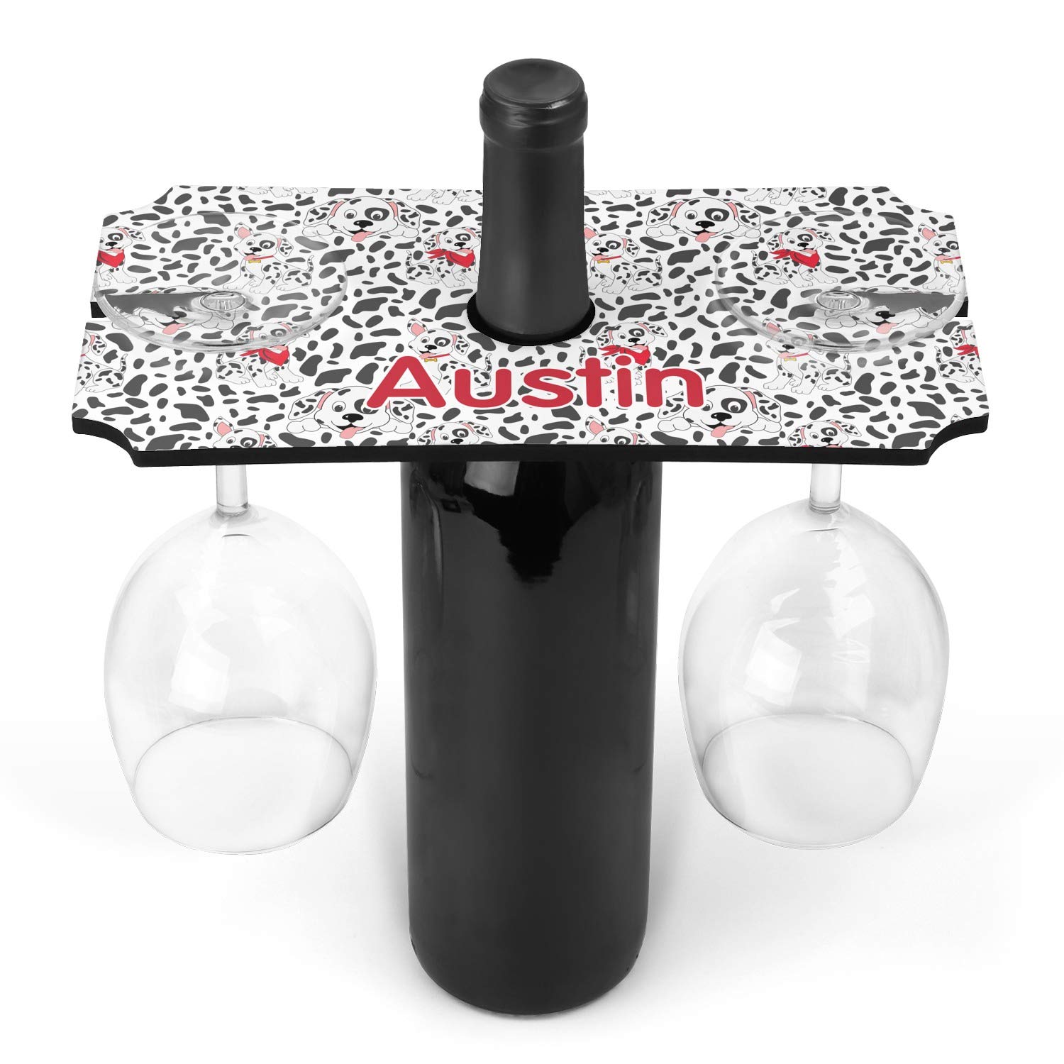 Personalized Dalmatian Wine Bottle & Glass Holder - Custom Engraved Gift for Wine Lovers, Dog Lovers - Perfect for Weddings, Anniversaries, Housewarming & Pet-Themed Parties