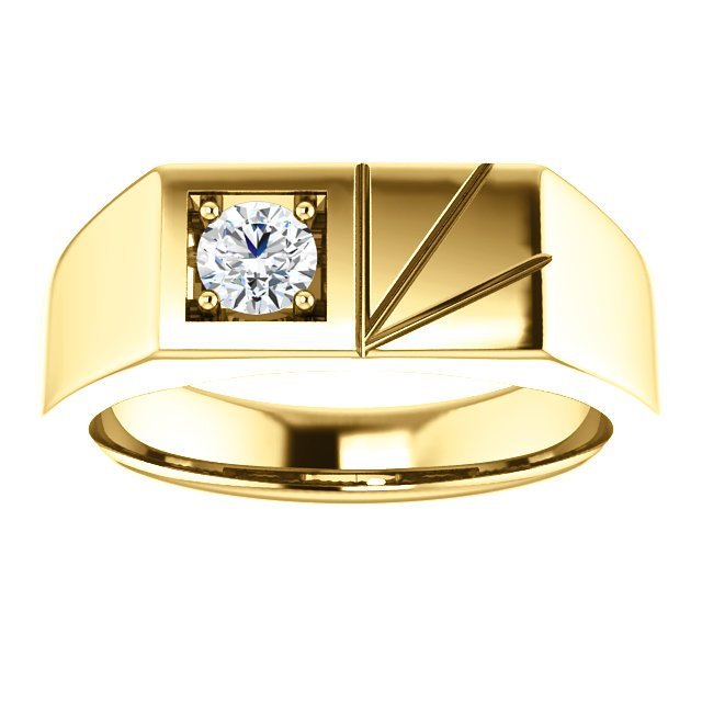 14KT Gold 1/3 CT Diamond Solitaire Ring for Men - Classic Prong Set Engagement Wedding Band - Perfect for Proposals, Anniversaries & Special Occasions