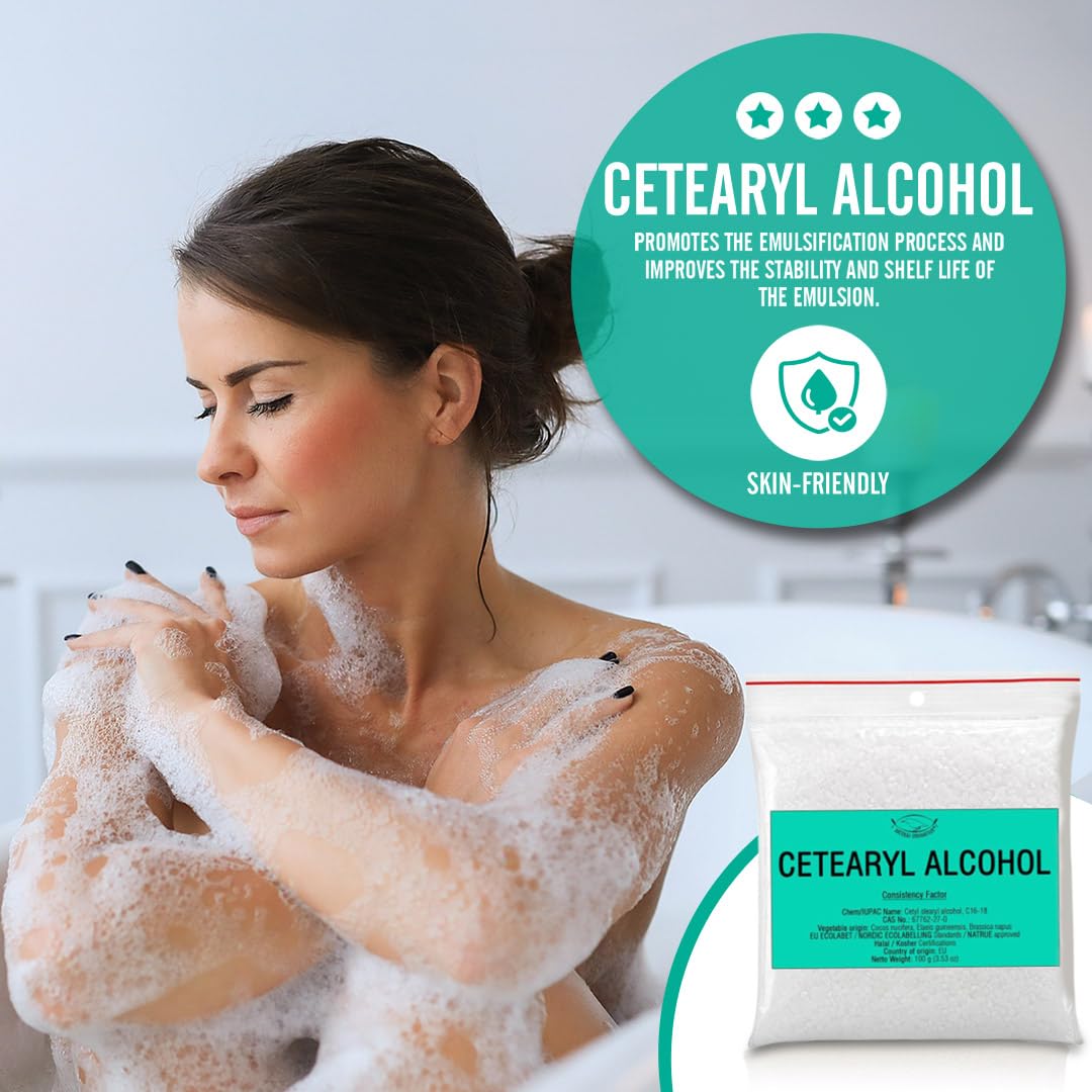 Cetearyl Alcohol for DIY Cosmetics - Natural Thickening Agent & Emulsifier for Lipsticks, Body Butter, Lotions, Hair Conditioners - 21.17 oz - Perfect for Homemade Skincare and Haircare Products