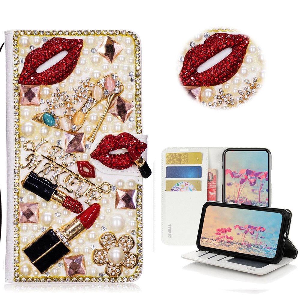 STENES Bling Wallet Case for LG Stylo 5 - 3D Floral Design - Fashionable Phone Cover for Women