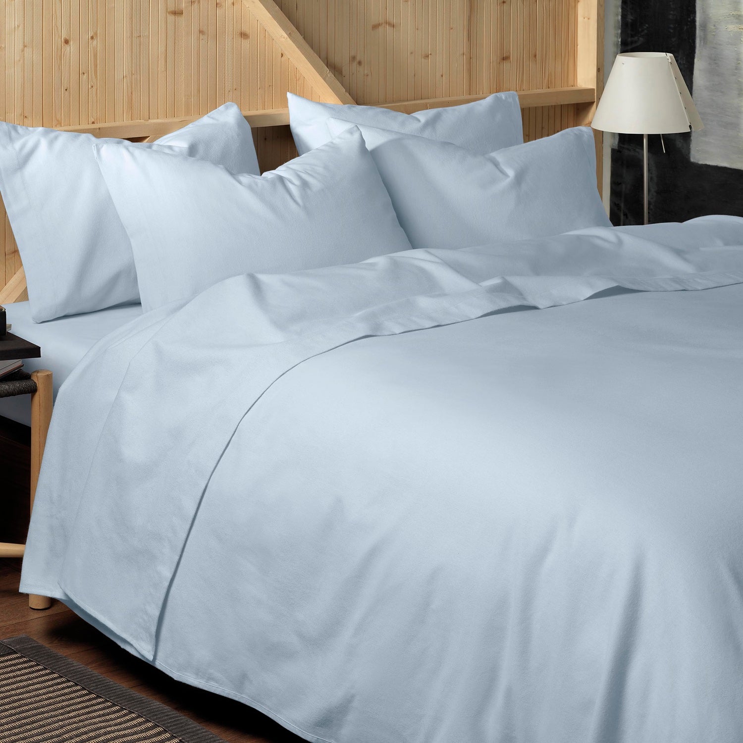 Premium Brushed Cotton Duvet Cover Set - Soft & Breathable Queen/King Size - Sky Blue Luxury Bedding for Cozy Bedroom Decor
