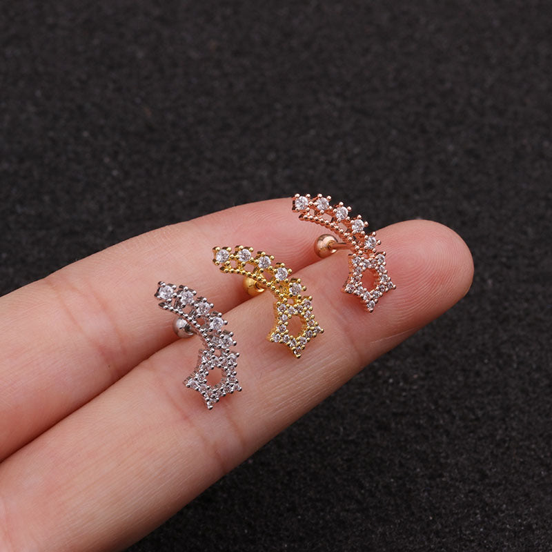 20G Shooting Star Cartilage Barbell Stud Earring - Surgical Steel Body Jewelry for Tragus, Helix & Rook Piercings | Perfect for Everyday Wear & Night Out Accessories | HSPJ1948