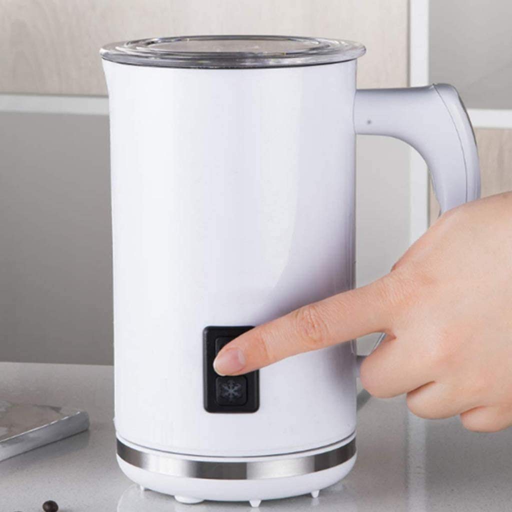 Premium Electric Milk Frother for Coffee & Hot Chocolate - Stainless Steel Milk Steamer with Hot/Cold Foam Function - Perfect for Lattes, Cappuccinos & Matcha Drinks - Ideal for Home Baristas & Coffee Shops (White)