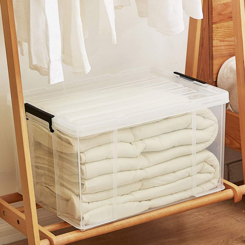 1pc Plastic Storage Box with Lid - Organizer for Clothes, Sundries & Household Items | Space-Saving Home, Office & Closet Organization Solution