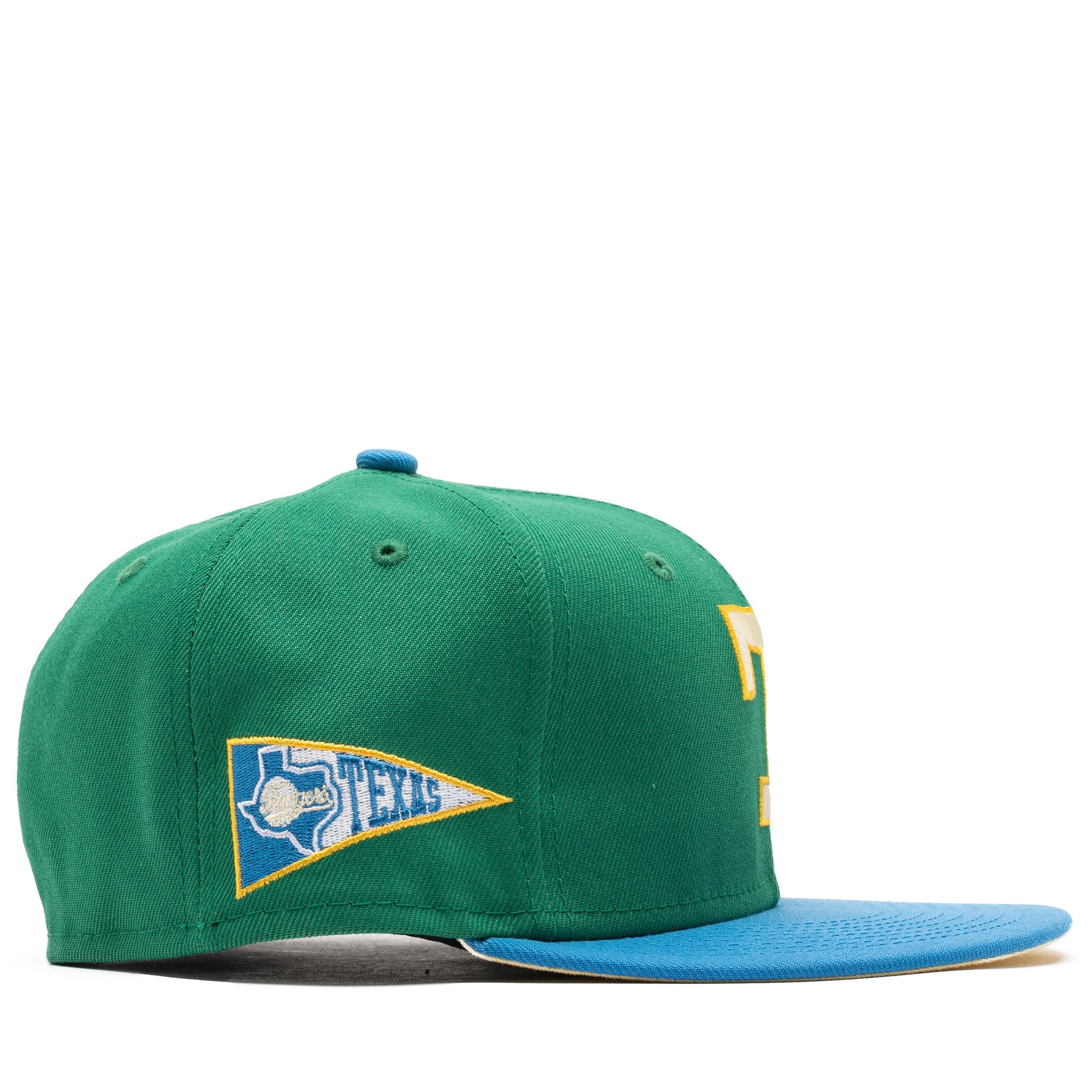 New Era x Politics Texas Rangers 59FIFTY Fitted Hat - Botanical Green/Air Force Blue - Official MLB Baseball Cap for Men & Women - Perfect for Sports Fans, Games & Casual Wear