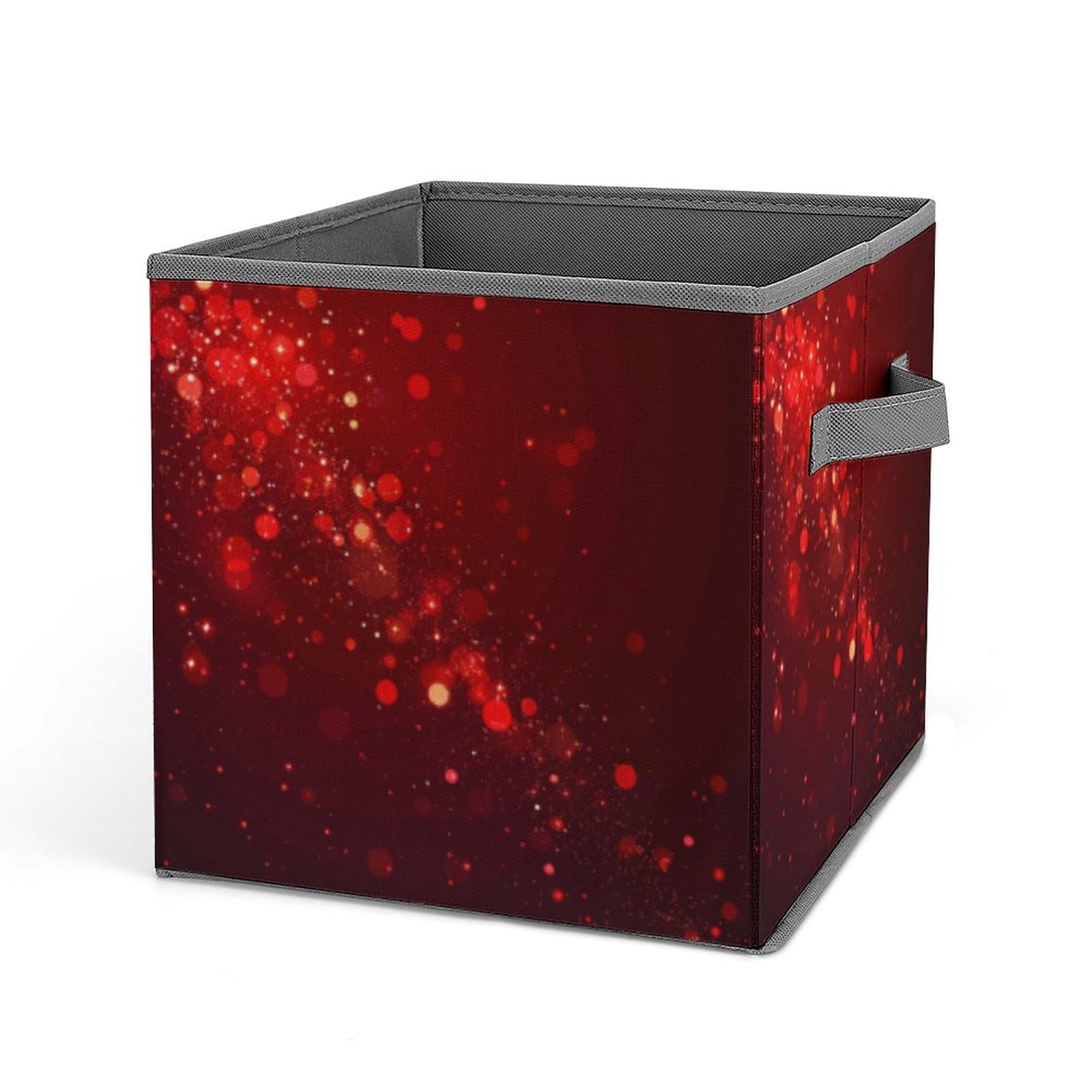 Oxford Cloth Storage Box - Foldable Storage Bins with Handles, Red Glowing Particles Printed Organizer for Clothes, Sheets, Toys & Books | Perfect for Bedroom, Closet & Kids Room Organization