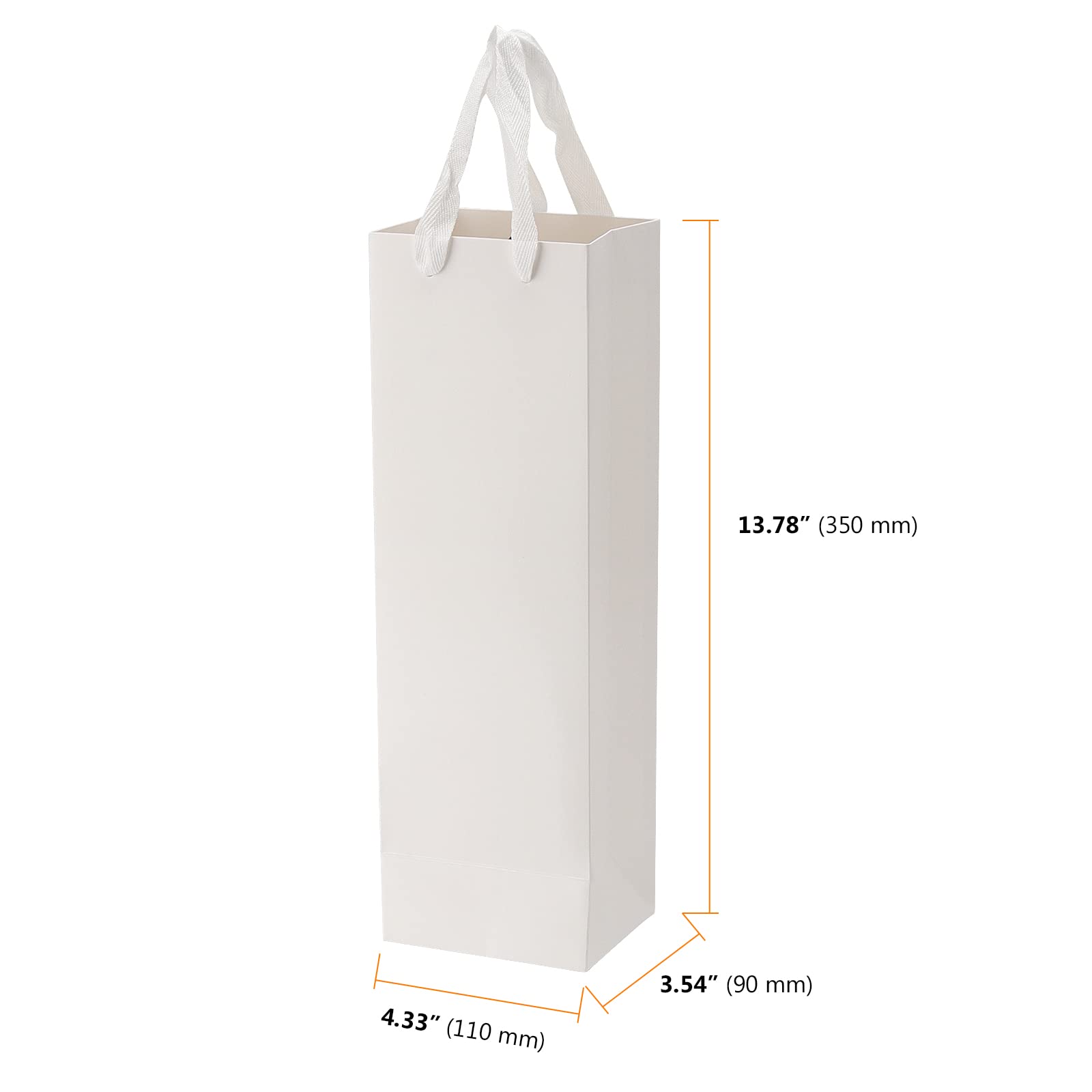 SEUNMUK 30 Pack 13.8x4.3x3.5 Inch White Wine Bottle Gift Bags - 250 GSM Thick Sturdy Paper Wine Bags with Handles - Elegant Wedding Party Retail Shopping Gift Packaging for Champagne, Liquor & Spirits